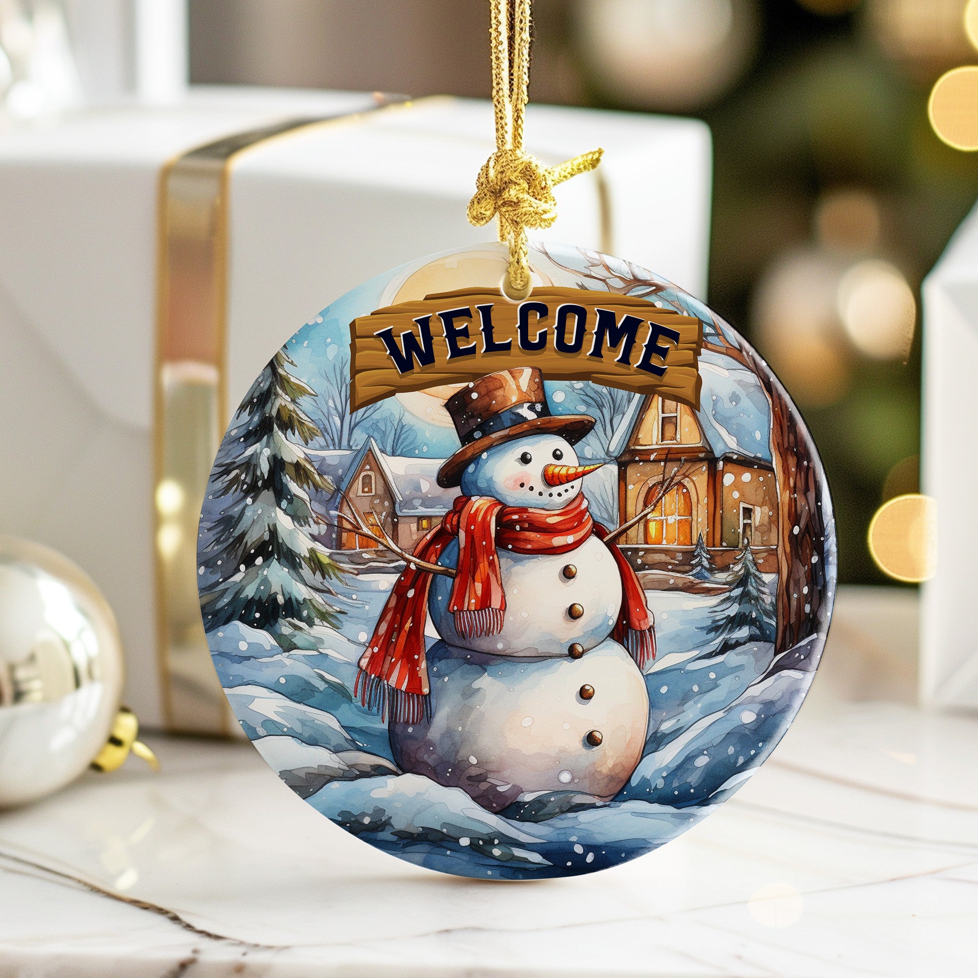 Personalized Welcome Snowman Ceramic Ornament – Custom Holiday Decor for Home or Gift - Image 6