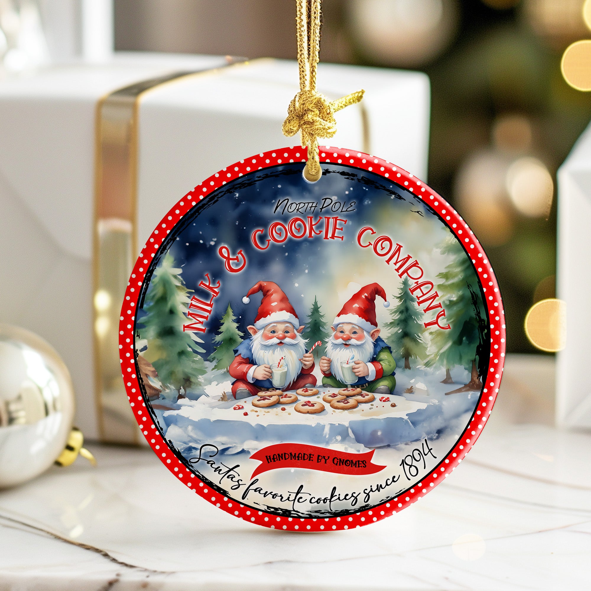Enchanting Personalized Ceramic Ornament – Handmade Gnome Cookies Design for Christmas Delight - Image 6