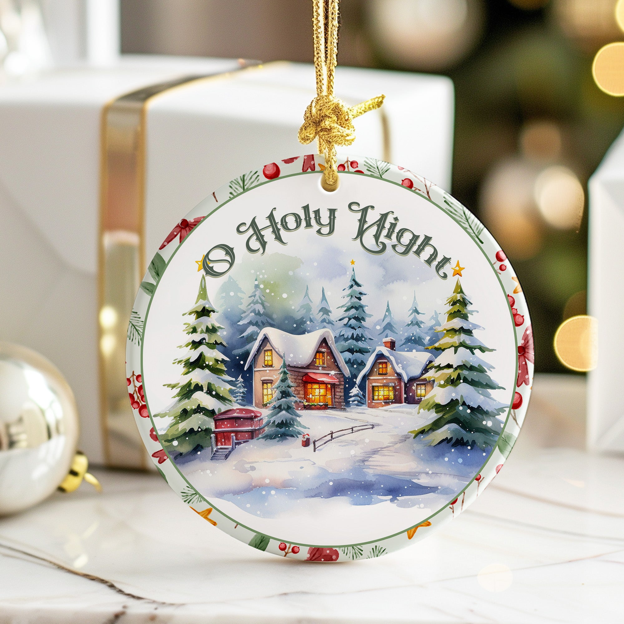 Personalized "O Holy Night" Ceramic Christmas Ornament – Handcrafted Holiday Decor for a Heartwarming Gift - Image 6