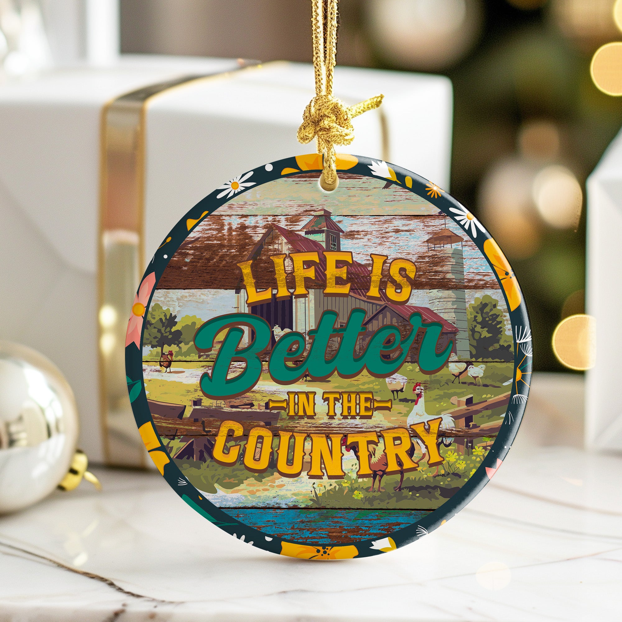 Personalized Rustic Ceramic Ornament - "Life is Better in the Country" - Perfect for Home Decor or Gift Giving - Image 6