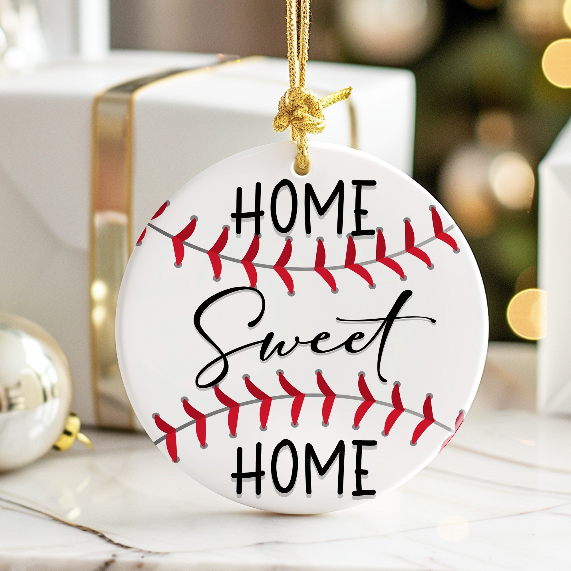 Personalized "Home Sweet Home" Ceramic Baseball Ornament – Ideal Custom Gift for Sports Lovers and Cozy Home Decor - Image 6