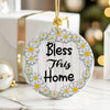 Personalized Daisy Wreath Ceramic Ornament - "Bless This Home" Rustic Charm for Every Room - Image 6