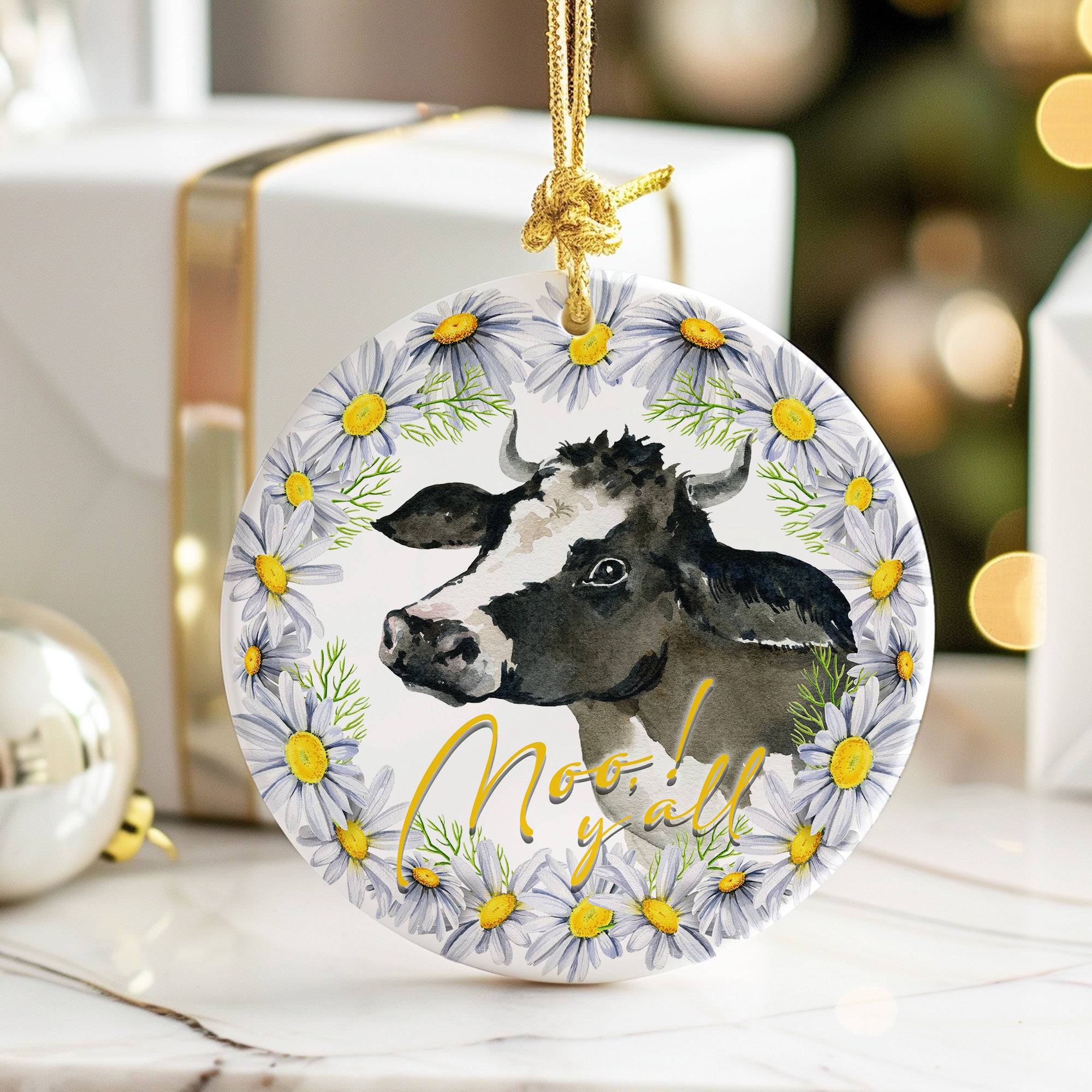 Personalized Ceramic Cow Ornament with Floral Design - Perfect Handmade Gift for Farmhouse Decor and Celebrations - Image 6