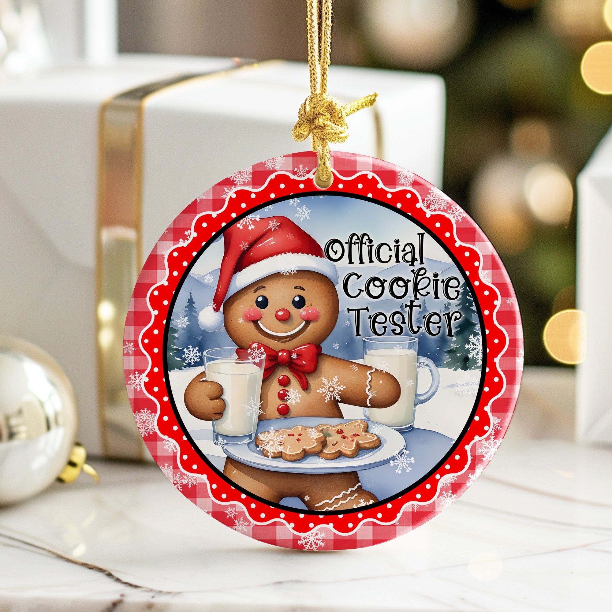 Personalized "Official Cookie Tester" Ceramic Ornament - Handcrafted Holiday Decor for Ultimate Festive Fun - Image 6