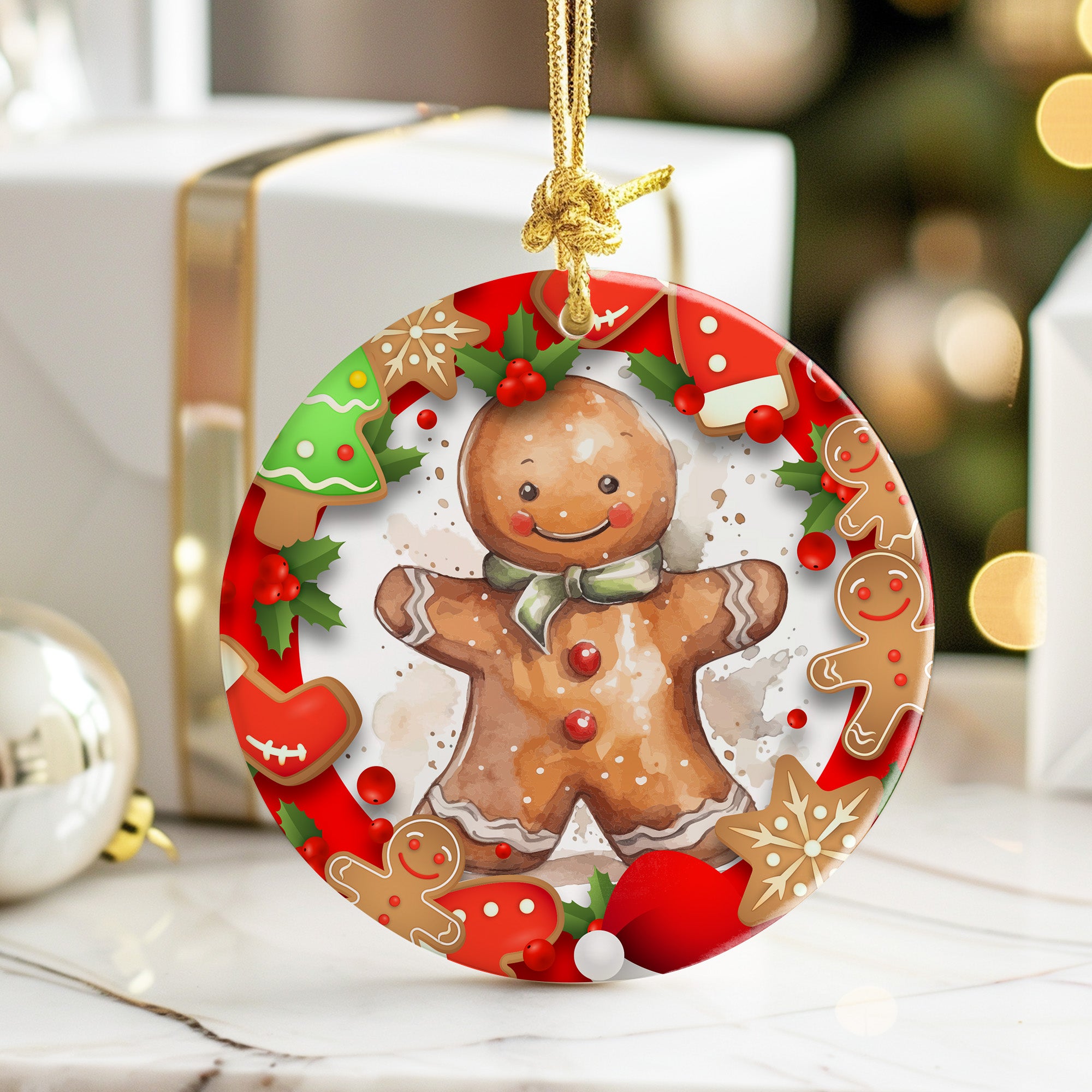 Personalized Gingerbread Man Ceramic Ornament - Handcrafted Christmas Keepsake with Festive Design - Image 6