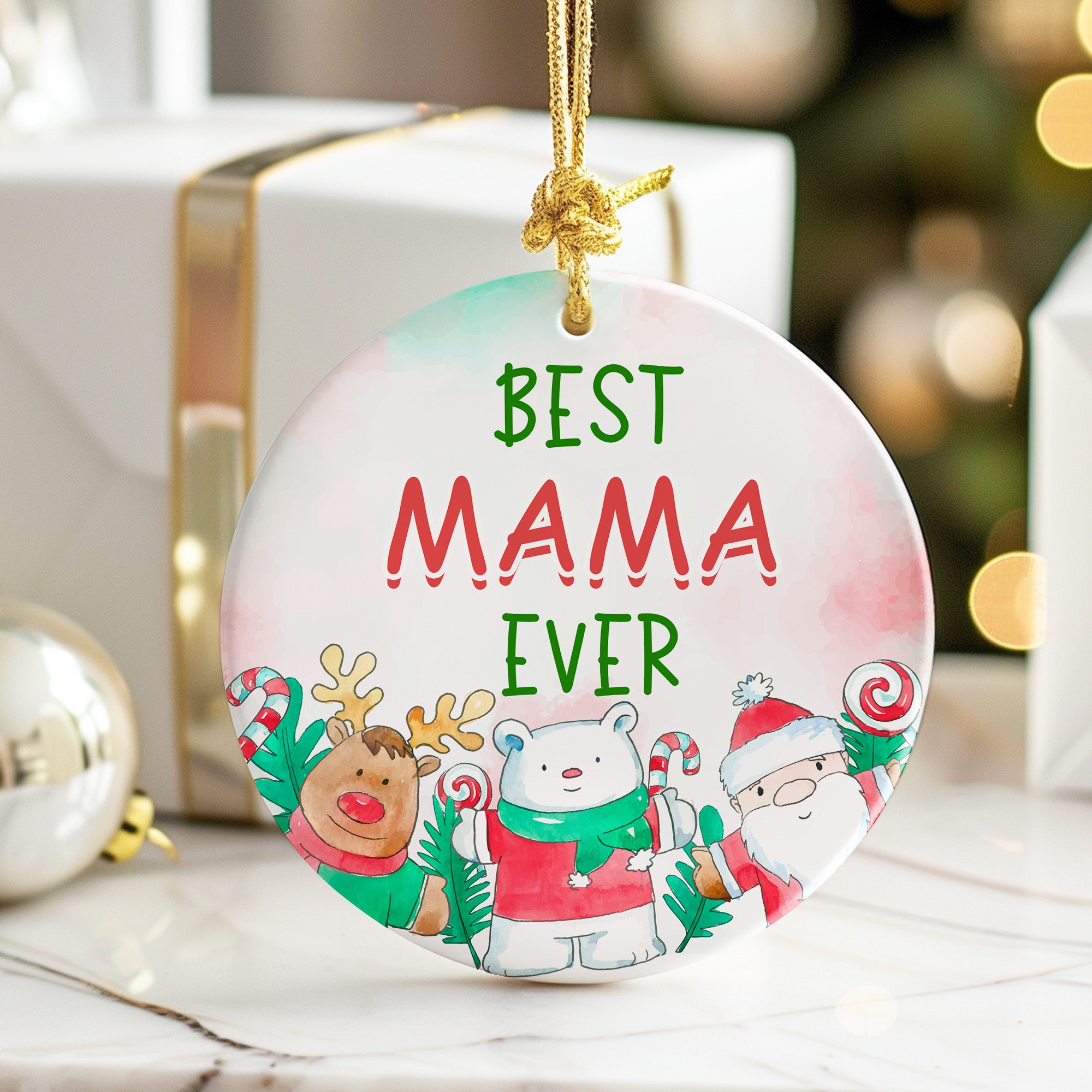 Customizable "Best Mama Ever" Ceramic Ornament – Handcrafted Holiday Decoration Perfect for Mother's Day, Christmas, and Special Occasions - Image 6