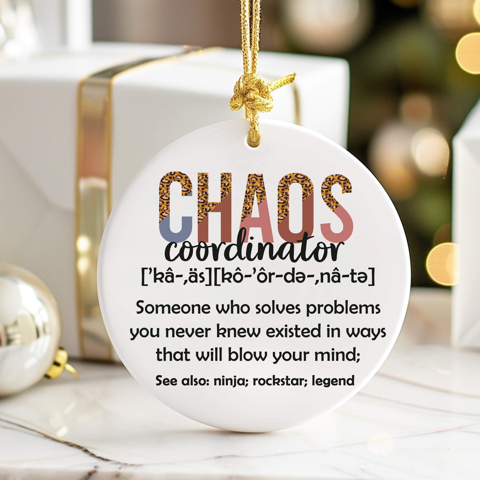 Personalized "Chaos Coordinator" Ceramic Ornament - Unique Gift for Problem Solvers, Handmade with Inspirational Design - Image 6