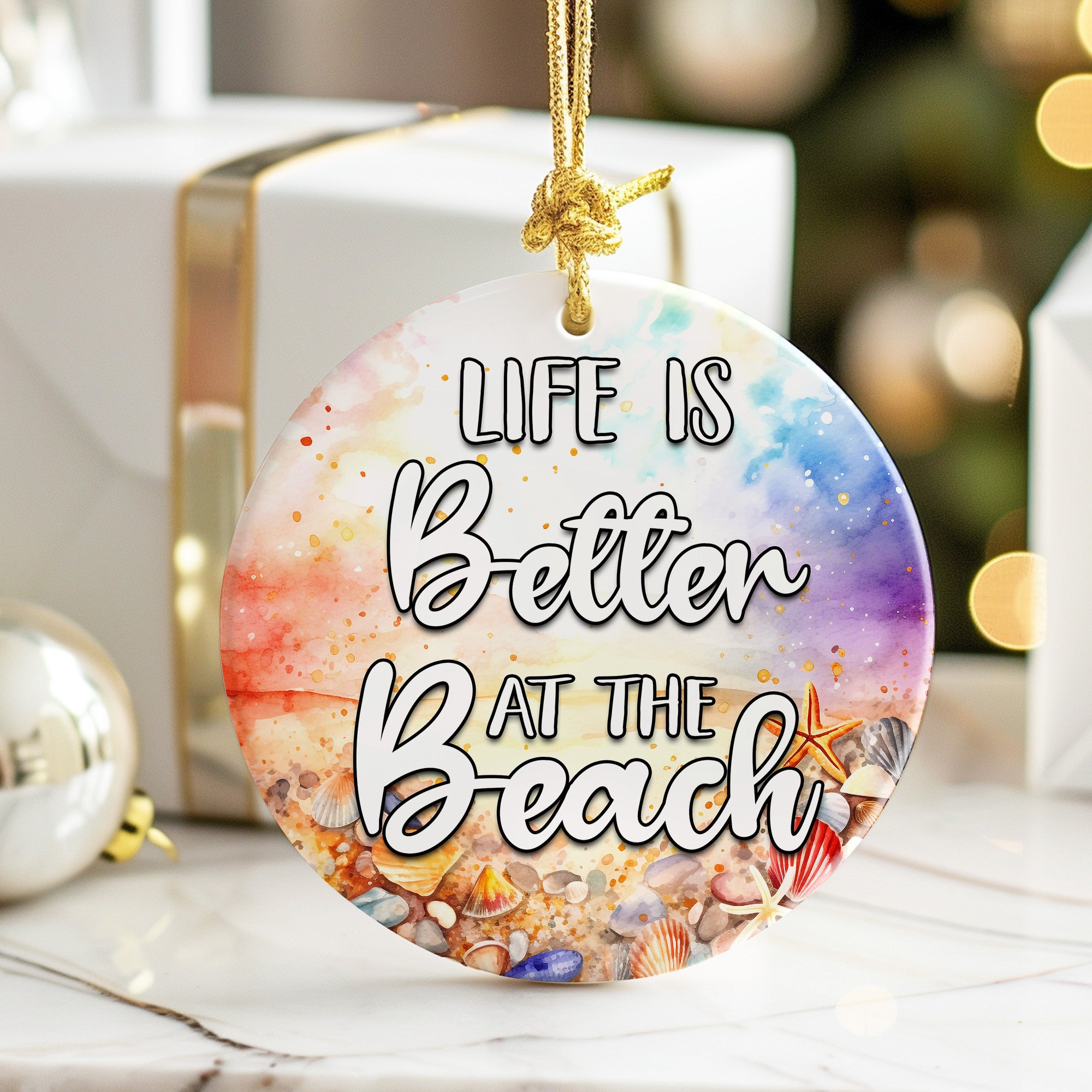Personalized "Life is Better at the Beach" Ceramic Ornament – Handcrafted Coastal Decor for Beach Lovers - Image 6