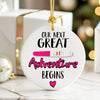 Personalized Pregnancy Announcement Ceramic Ornament – "Our Next Great Adventure Begins" with Customizable Text - Image 6