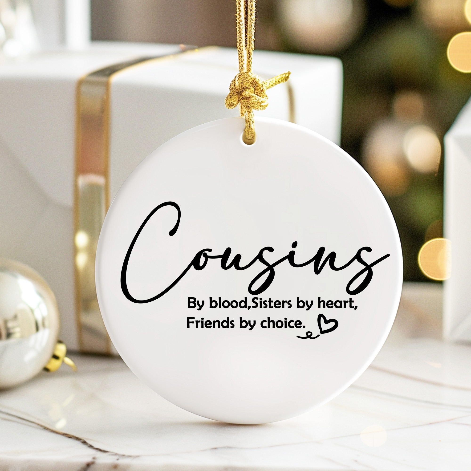 Personalized "Cousins" Ceramic Ornament – Heartfelt Gift for Family and Friends, Sisters by Heart, Friendship Keepsake - Image 6