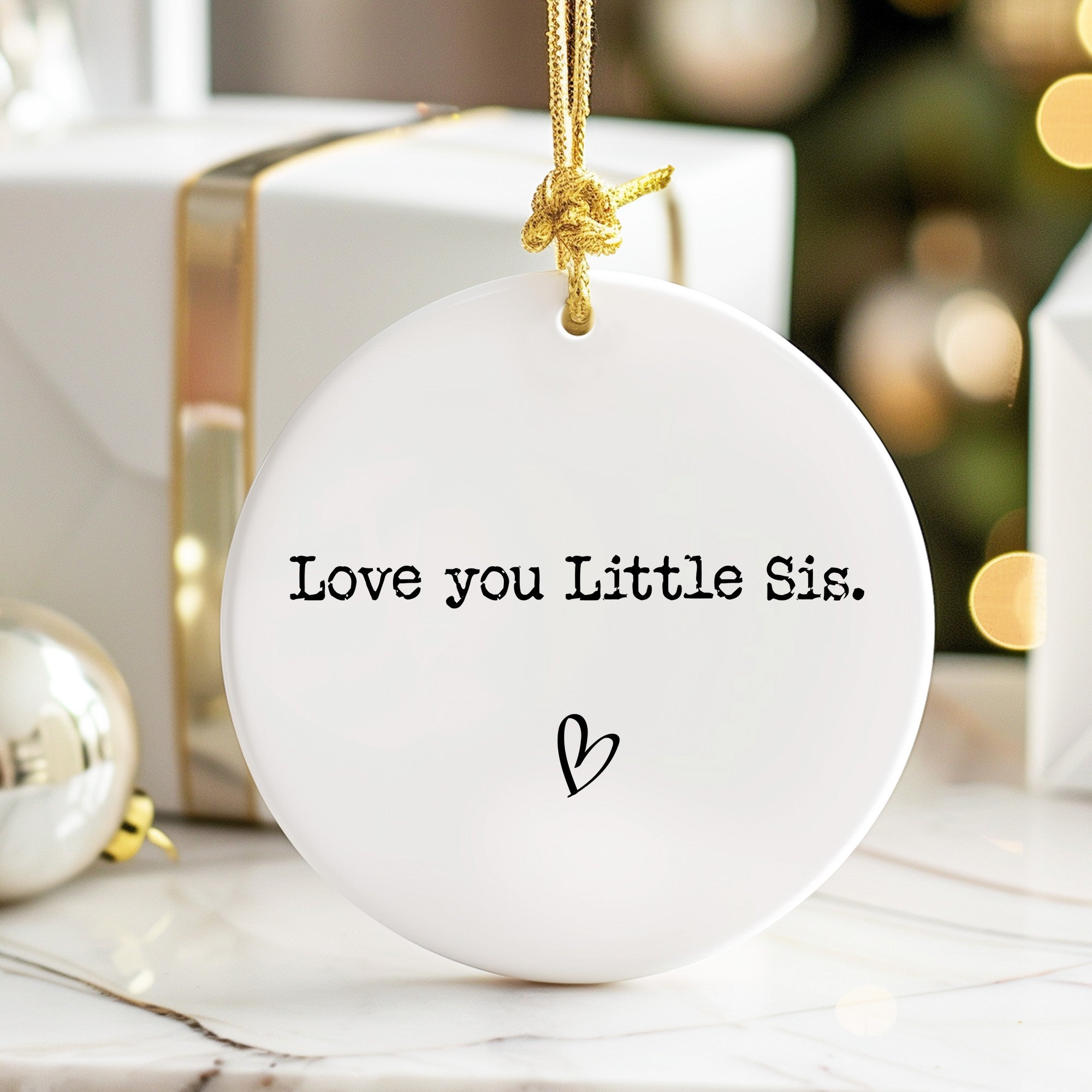 Personalized Handmade Ceramic Ornament for Little Sisters – Heartfelt Gift with Customizable Message and Elegant Design - Image 6