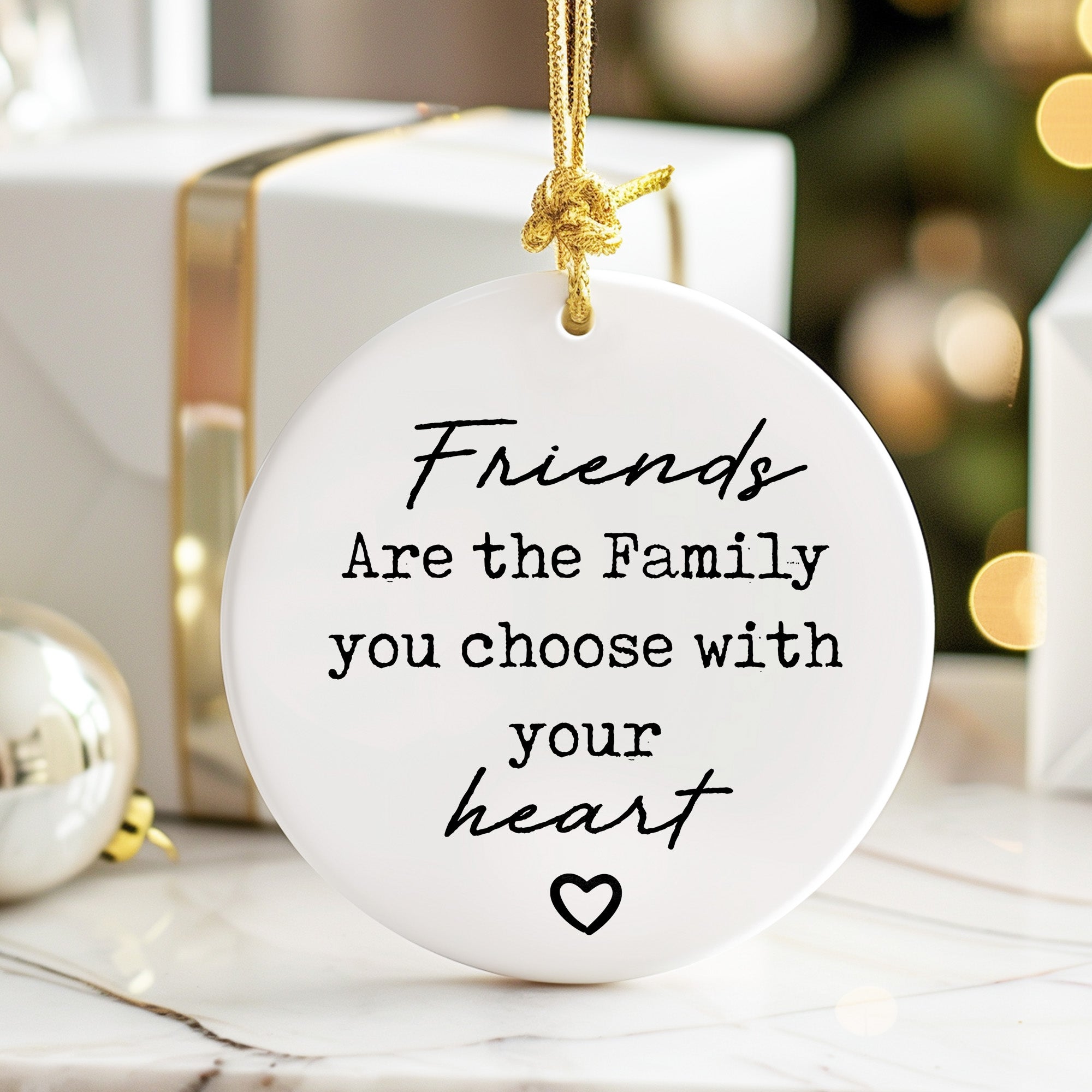Personalized "Friends Are the Family" Ceramic Ornament - Heartfelt Gift for Loved Ones - Image 6