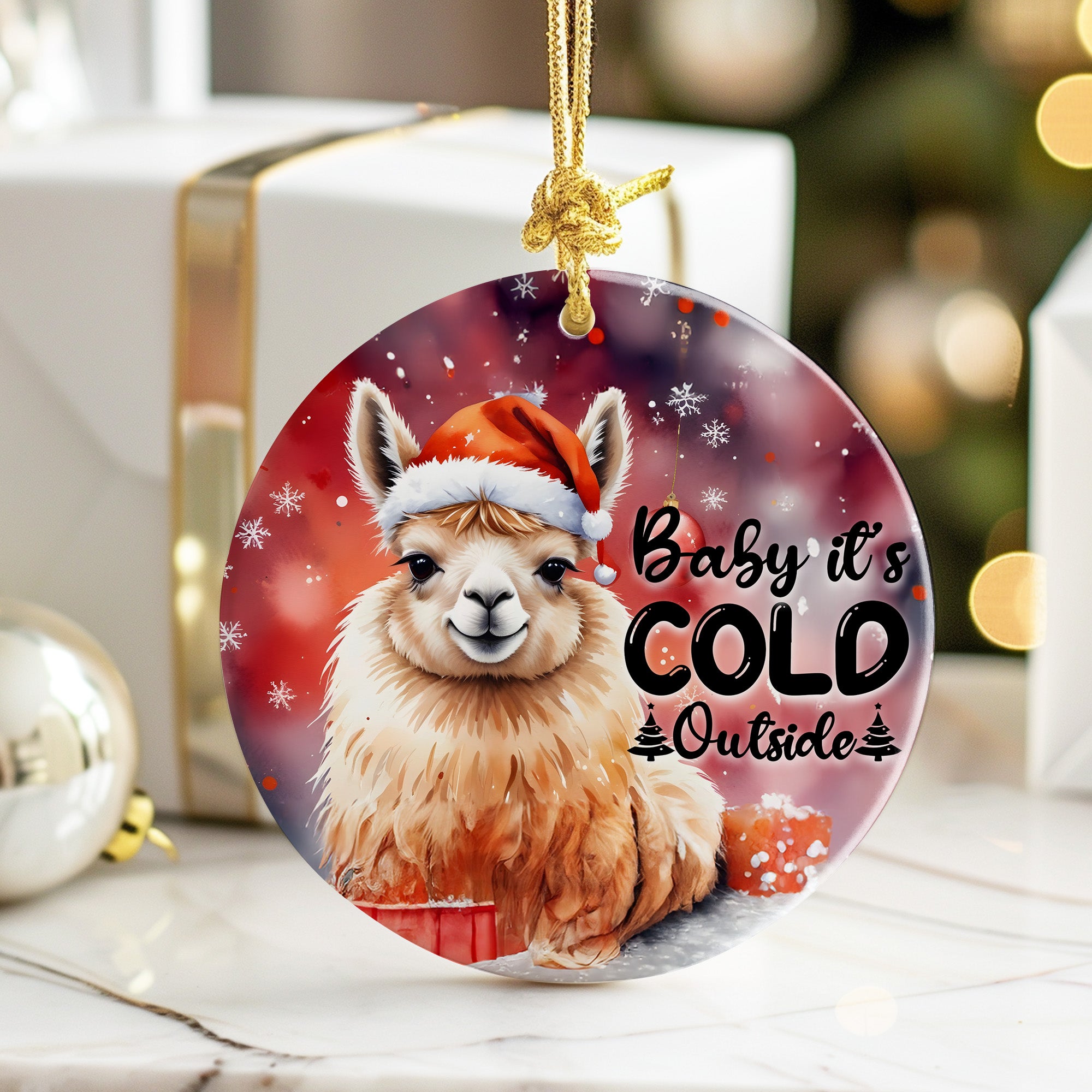 Personalized Llama Christmas Ornament - Festive Ceramic Decoration with Custom Message for Holiday Gifting - Image 6