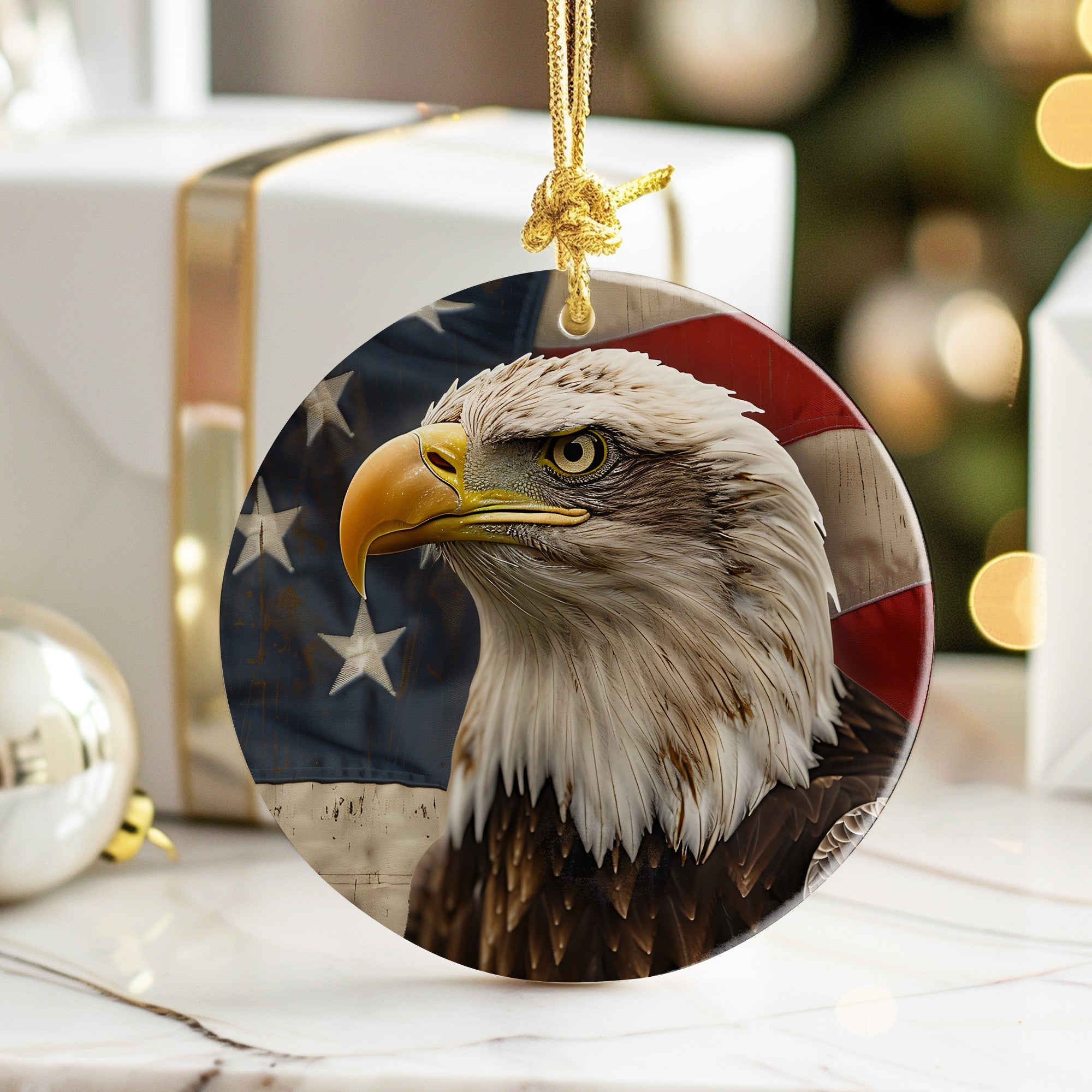Personalized Bald Eagle Ceramic Ornament – Handcrafted Patriotic Decor with Customizable Touch for Unique Gift-Giving Moments - Image 6