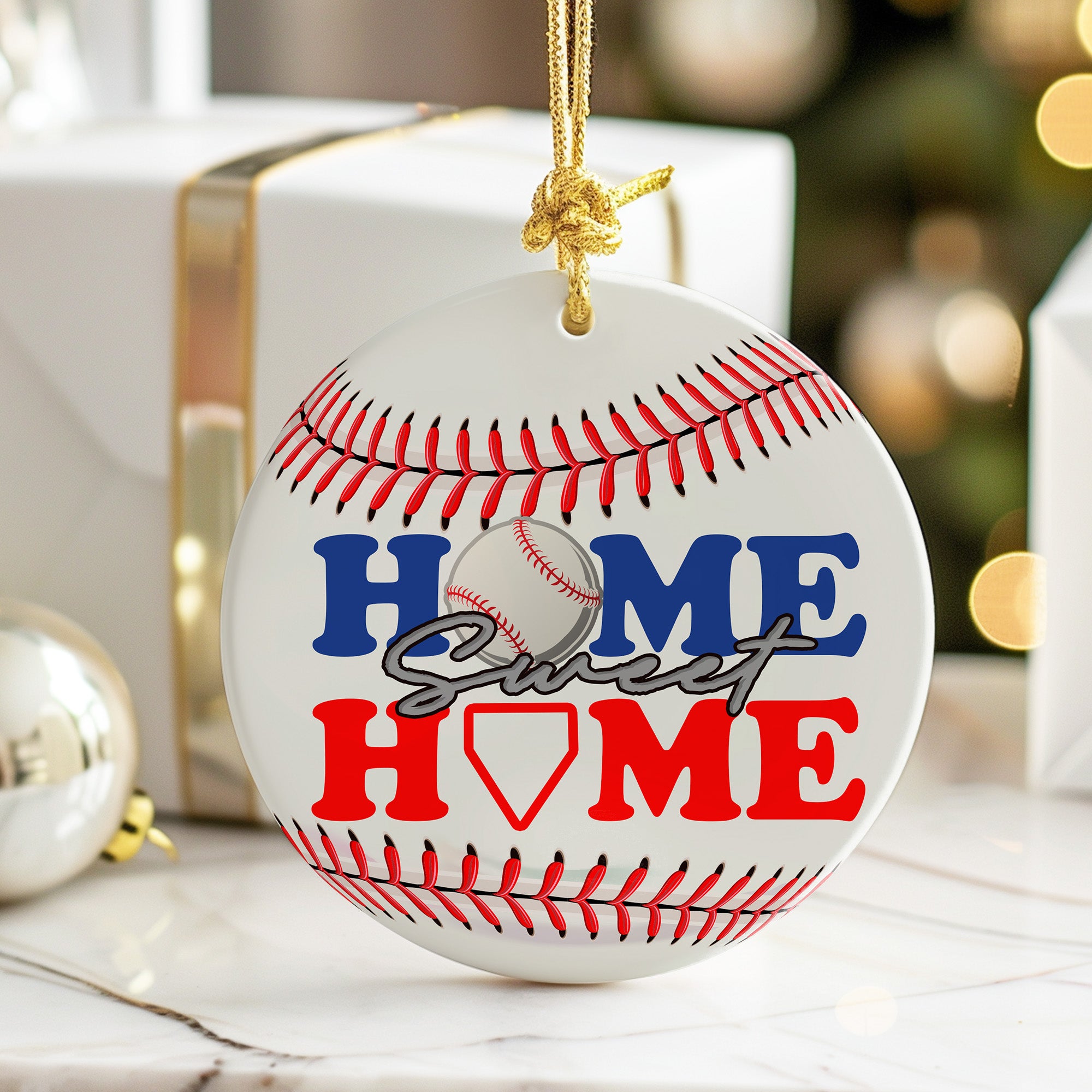 Personalized "Home Sweet Home" Baseball Ceramic Ornament – Perfect for Sports Enthusiasts and Gift Giving - Image 6