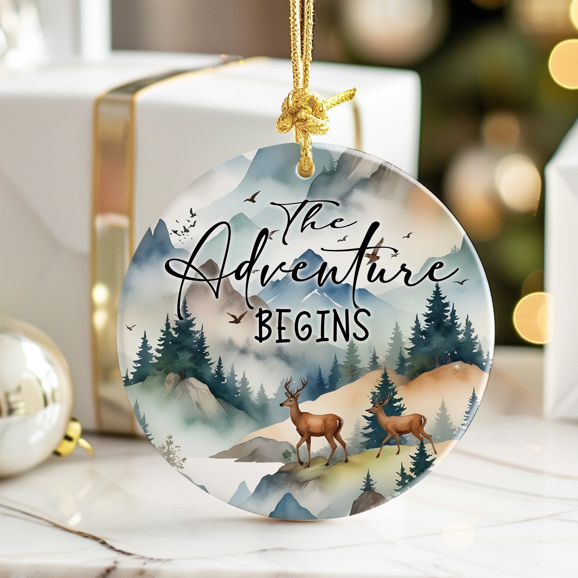 Personalized Ceramic Ornament - "The Adventure Begins" - Handcrafted Keepsake Gift for Nature Lovers - Image 6
