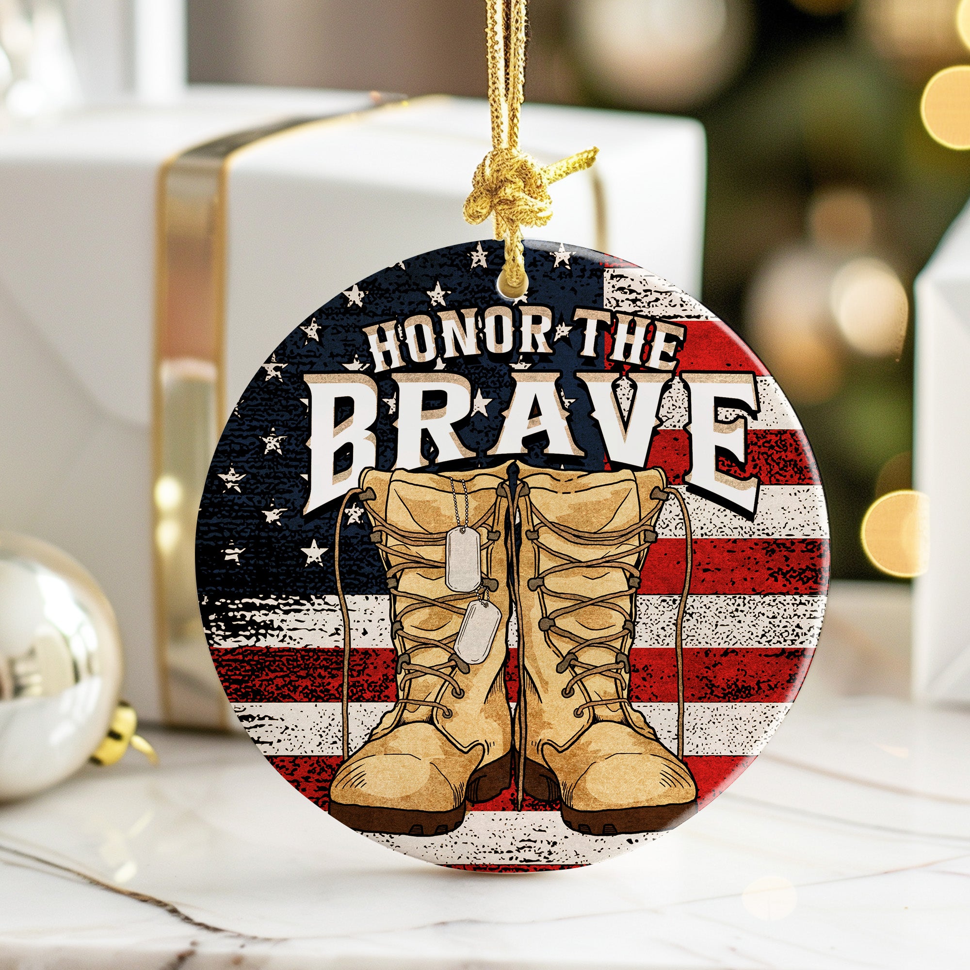 Personalized "Honor the Brave" Ceramic Ornament - Handmade Military Tribute, Perfect for Veterans & Memorial Gifts - Image 6