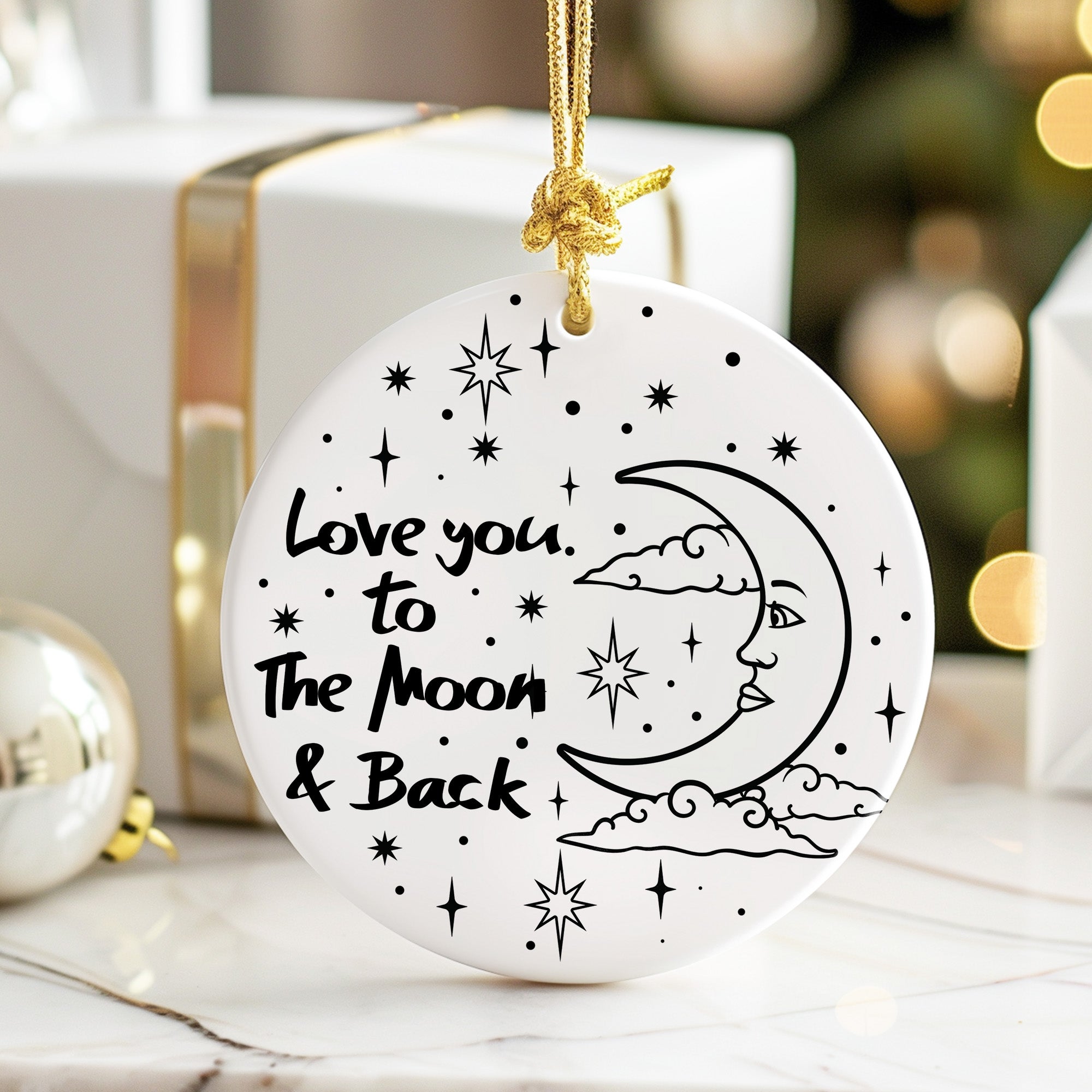 Personalized "Love You to the Moon & Back" Ceramic Ornament - Handcrafted Gift for Any Occasion - Image 6