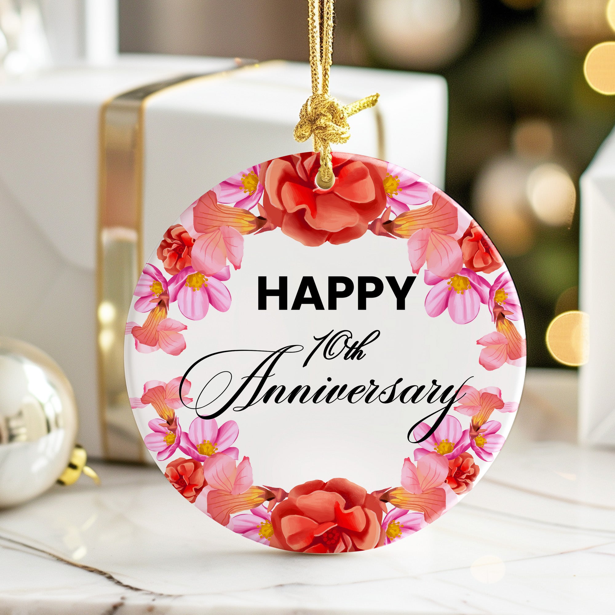 Celebrate Milestones with Our Personalized 10th Anniversary Ceramic Ornament - Perfect Handmade Gift for Loved Ones - Image 6