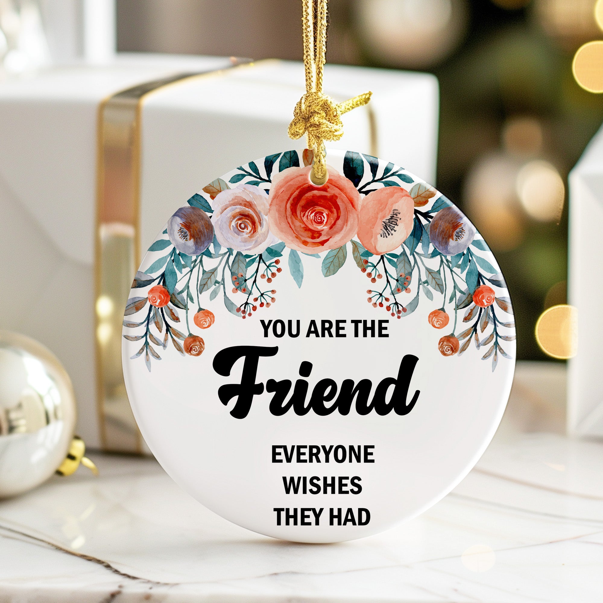 Personalized Floral Friendship Ceramic Ornament - Perfect Handmade Gift with Heartfelt Message - Image 6