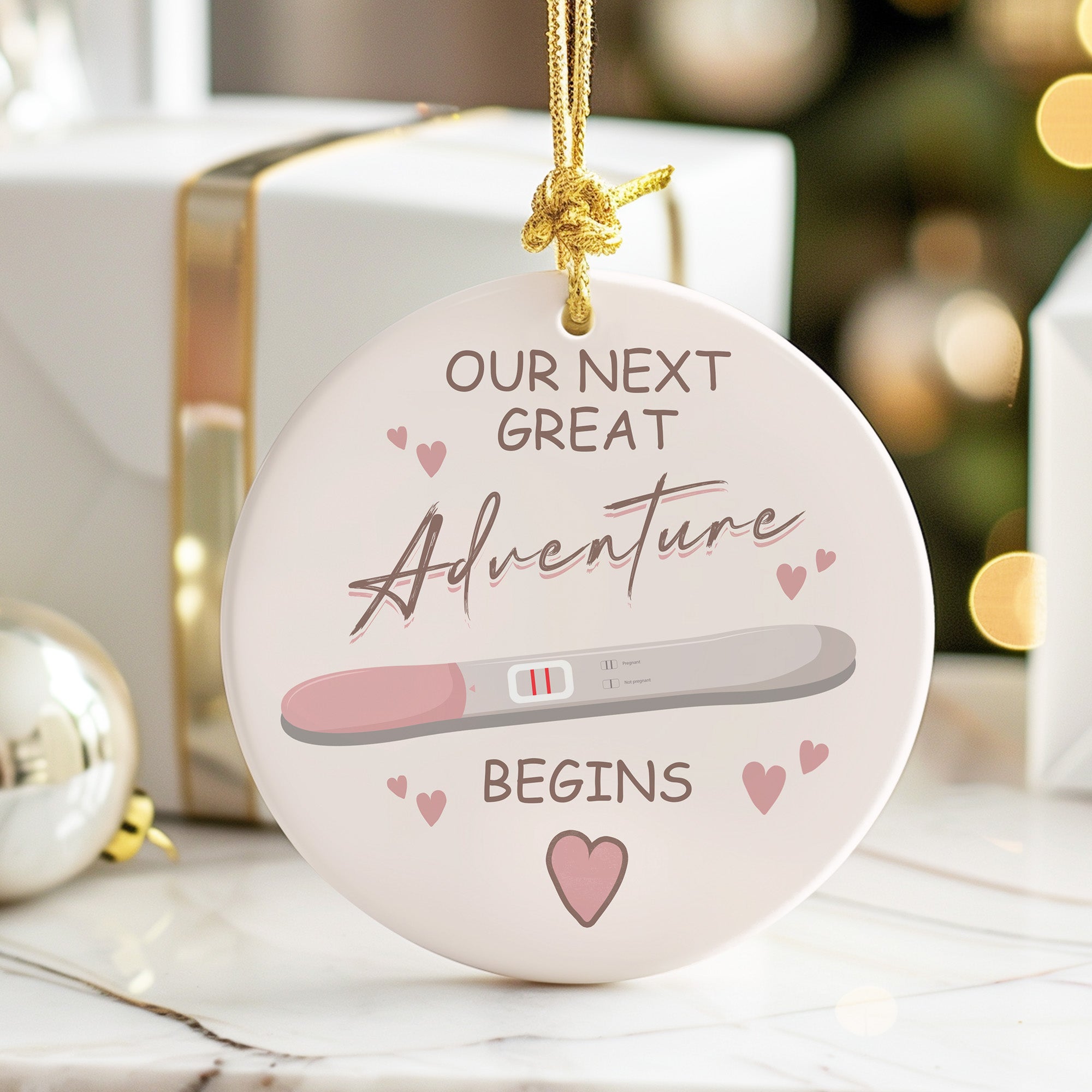 Personalized Pregnancy Announcement Ceramic Ornament - Handmade Keepsake with Heartfelt Design - Image 6