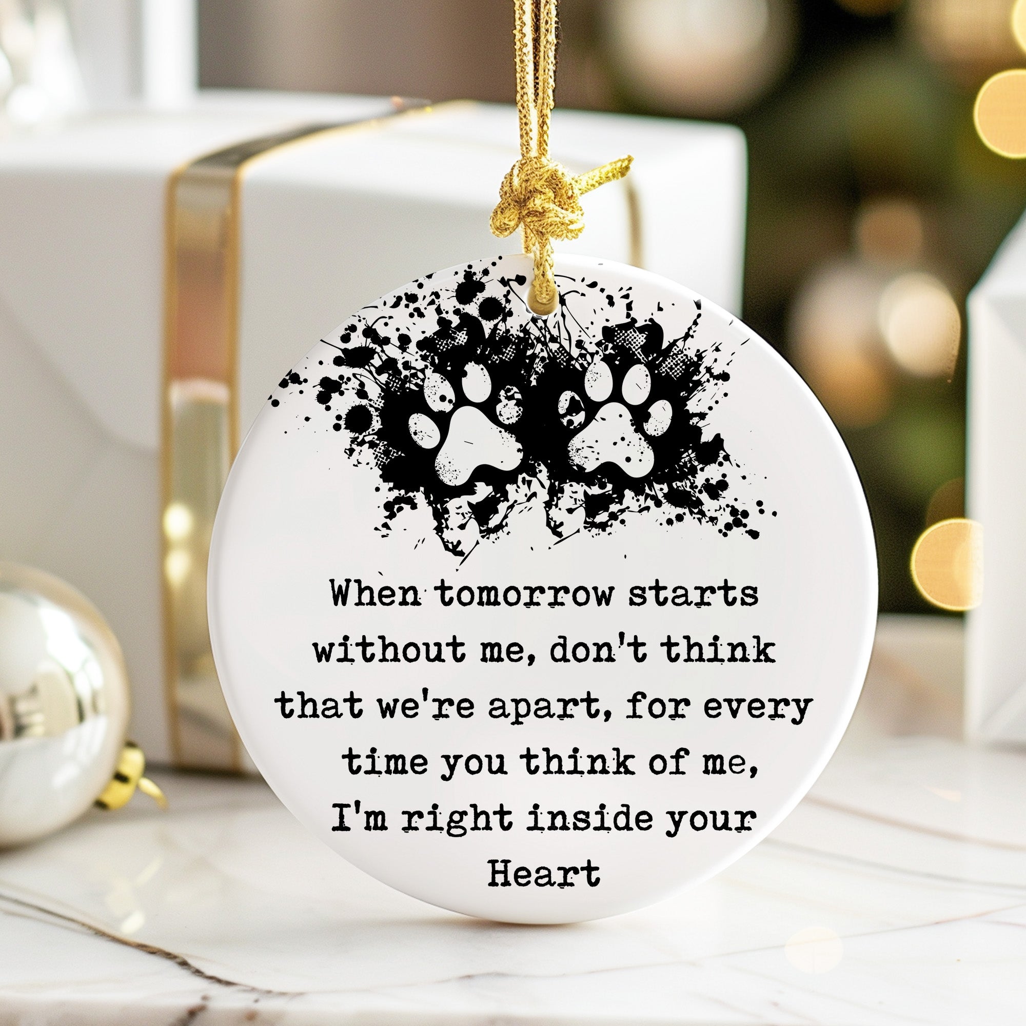 Personalized Pet Memorial Ceramic Ornament - Heartfelt Pet Loss Keepsake Gift with Paw Print Design - Image 6