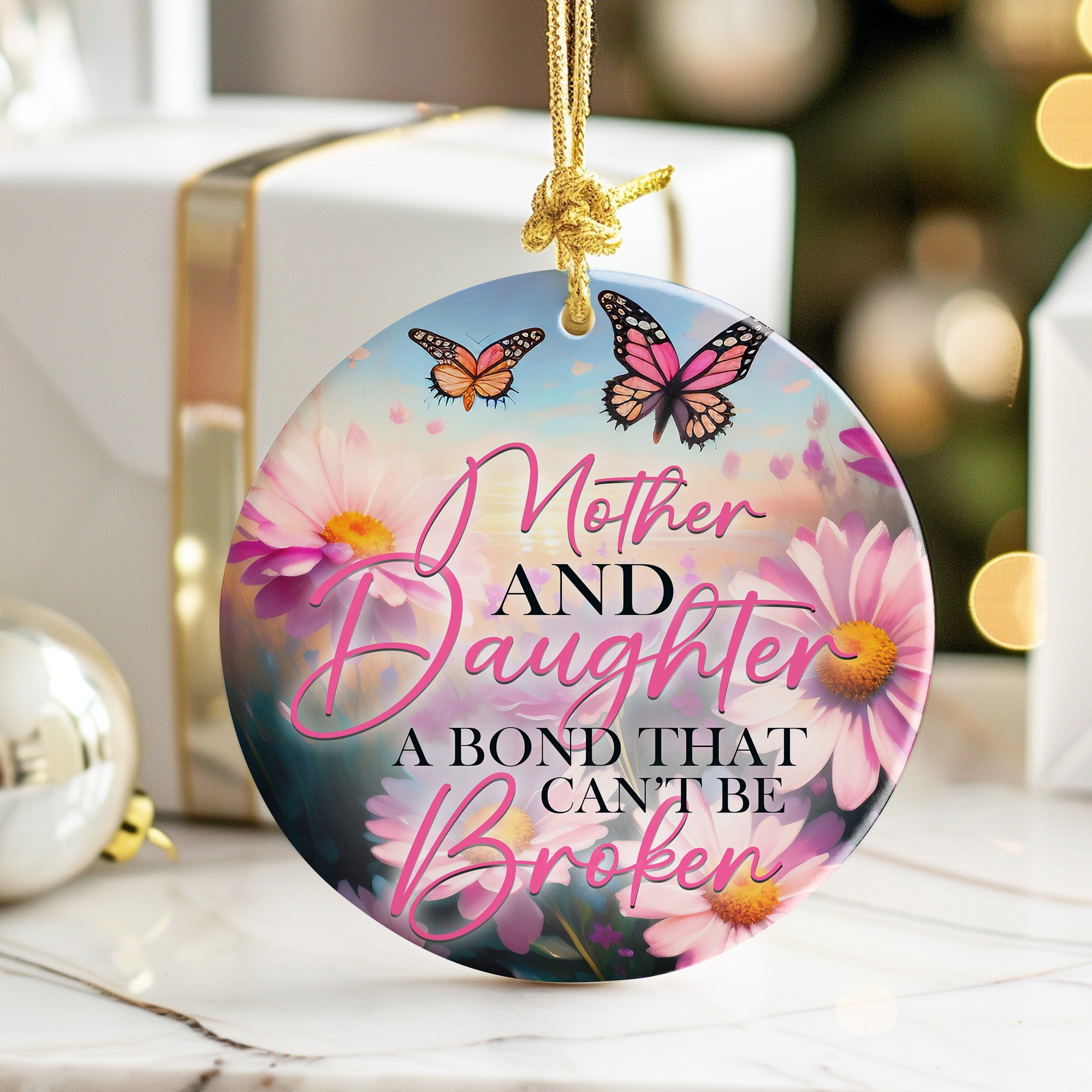 Personalized Mother and Daughter Ceramic Ornament – Handcrafted Floral Design with Heartfelt Message for Unbreakable Bonds - Image 6