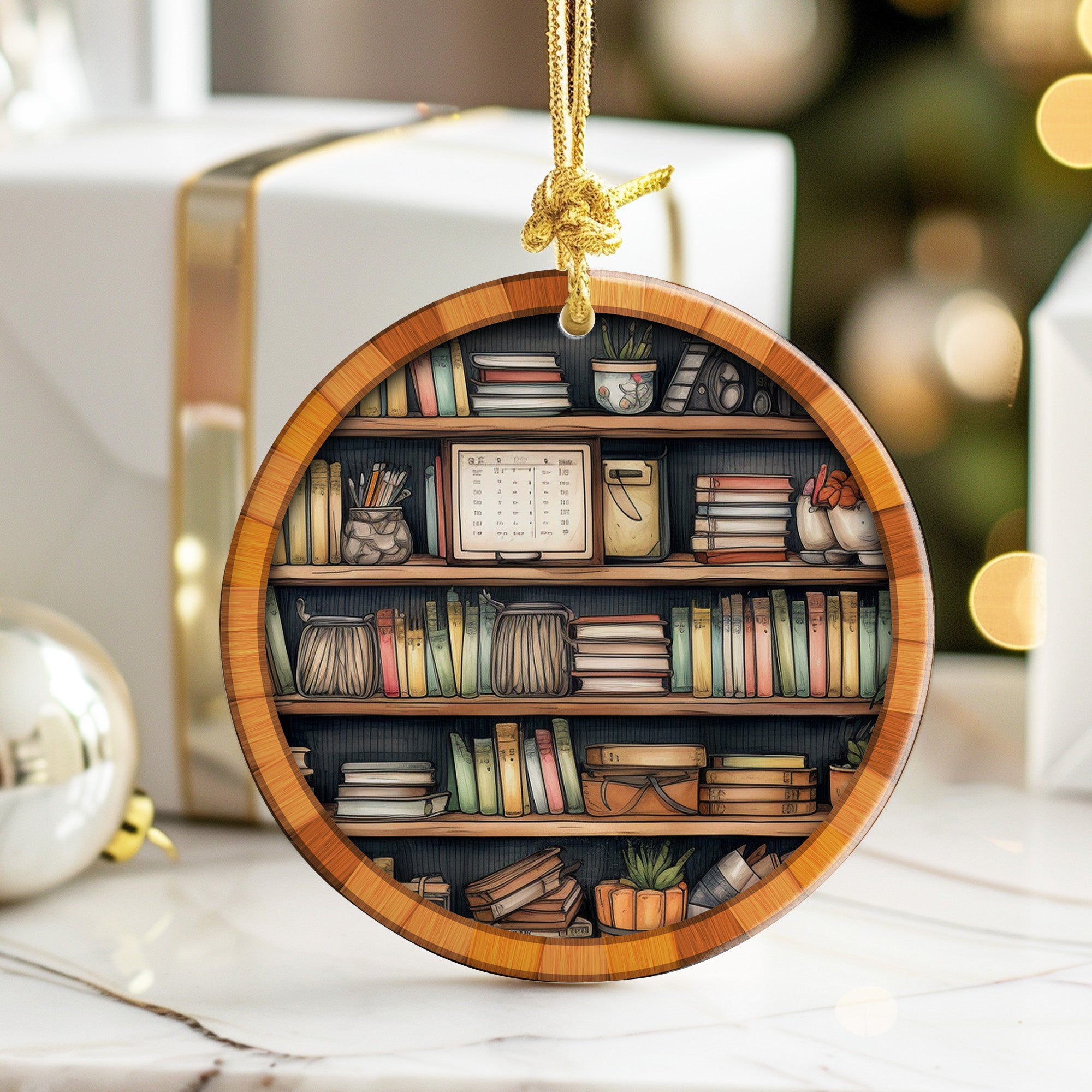 Personalized Bookshelf Ceramic Ornament - Customizable Literary Keepsake for Book Lovers and Bibliophiles - Image 6