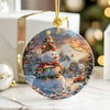 Personalized Winter Wonderland Ceramic Ornament - Handcrafted Snowman and Cozy Cabin Scene - Perfect Holiday Gift - Image 6