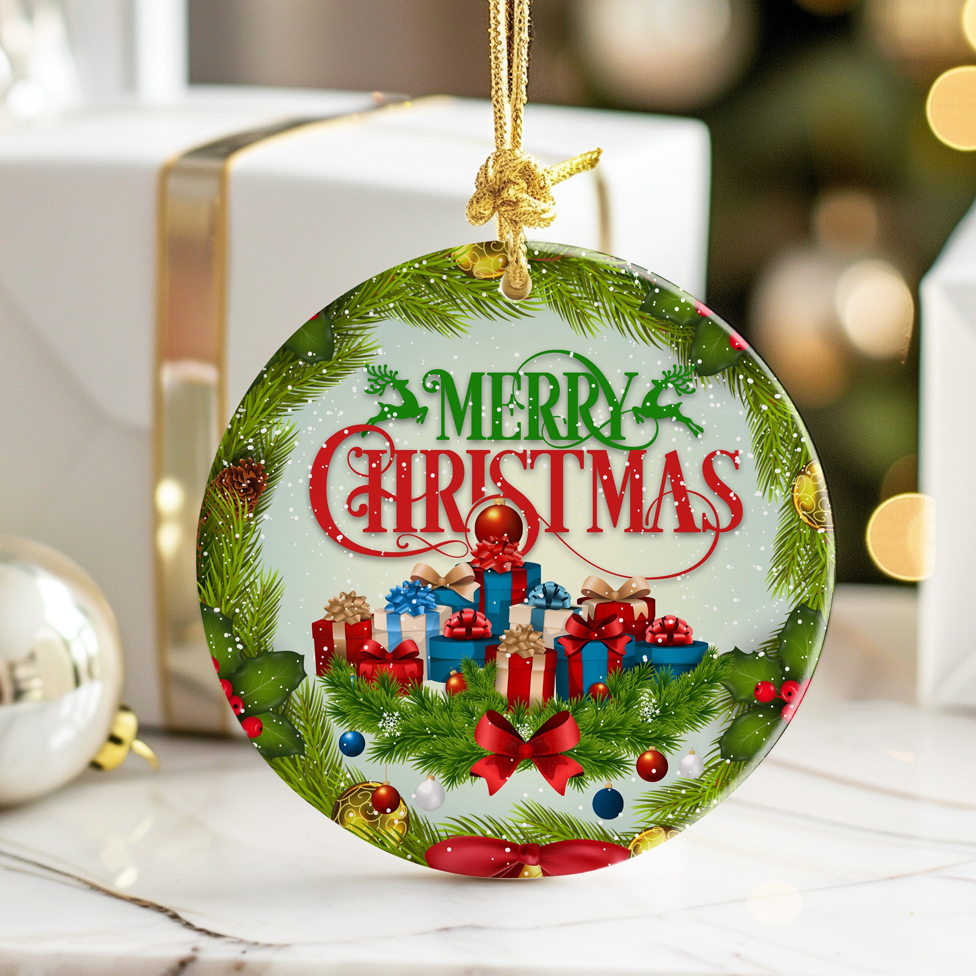 Personalized Merry Christmas Ceramic Ornament - Handcrafted Gift with Custom Options for a Festive Touch - Image 6