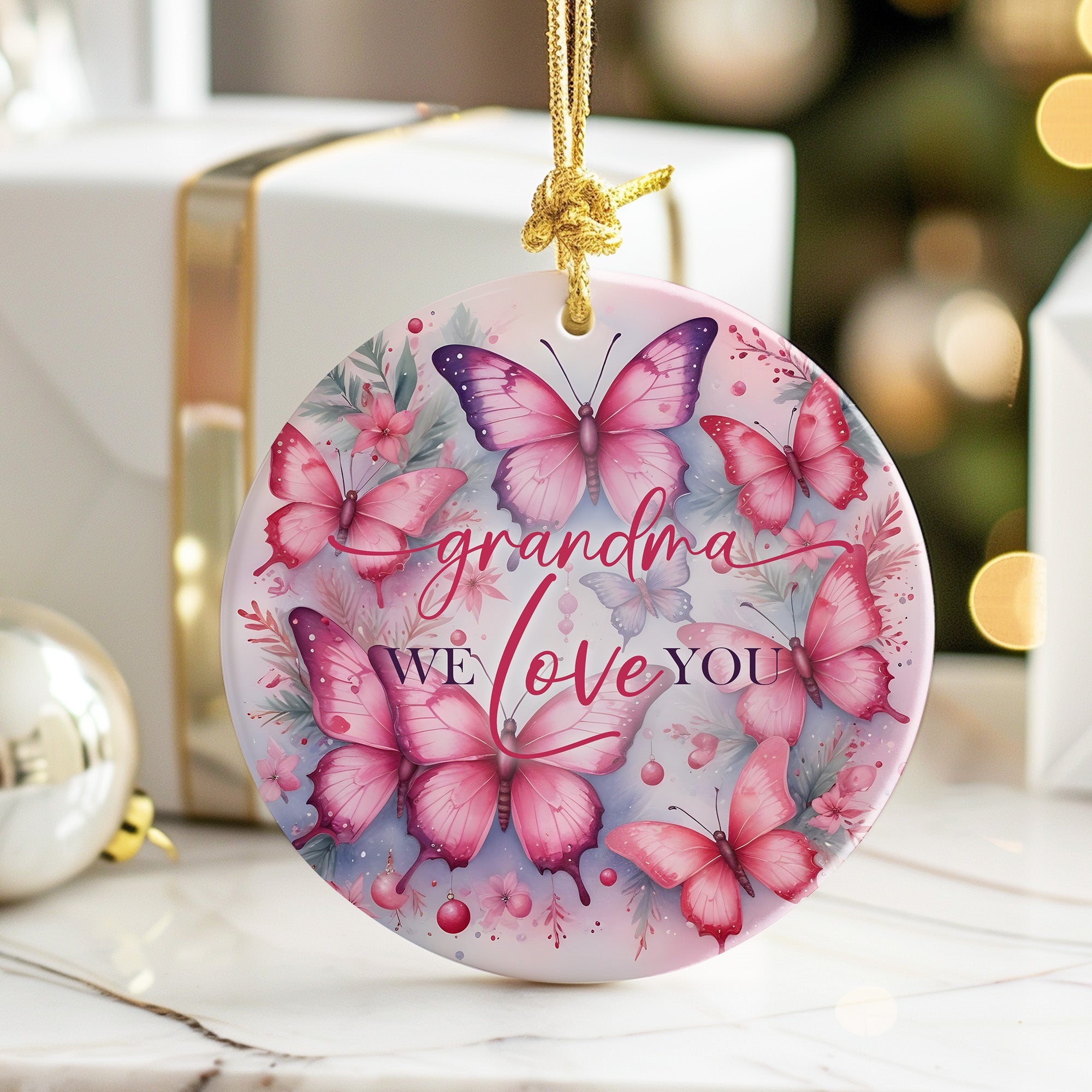 Personalized "Grandma, We Love You" Ceramic Ornament - Handcrafted Butterfly Design for Lasting Memories and Heartfelt Gift-Giving - Image 6
