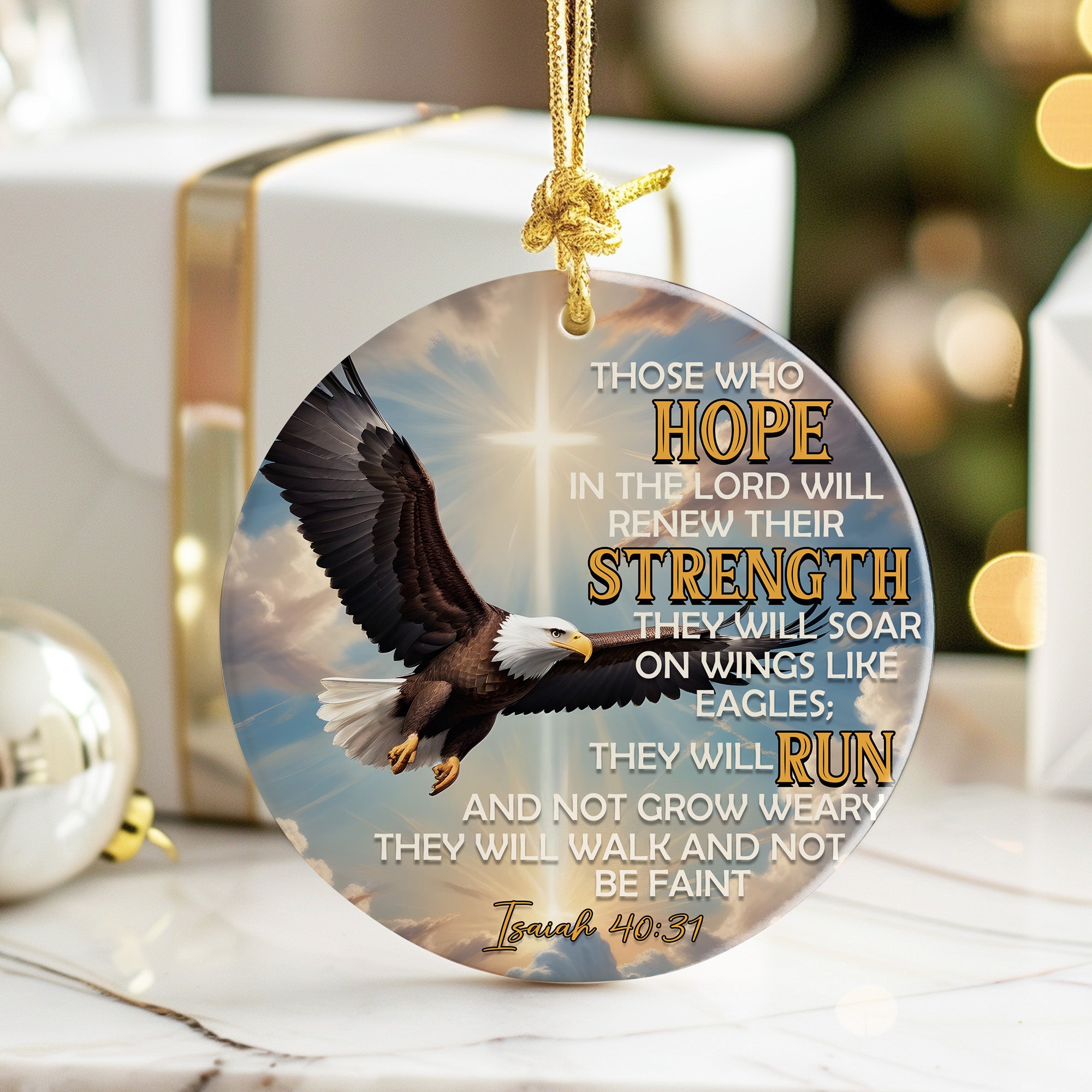 Personalized Eagle Faith Ceramic Ornament – Inspirational Isaiah 40:31 Decor, Perfect for Uplifting Gifts - Image 6