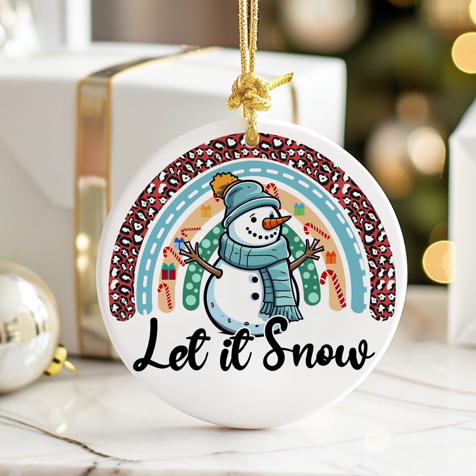 Personalized "Let it Snow" Ceramic Ornament - Handcrafted Snowman Keepsake for Christmas & Gifts - Image 6