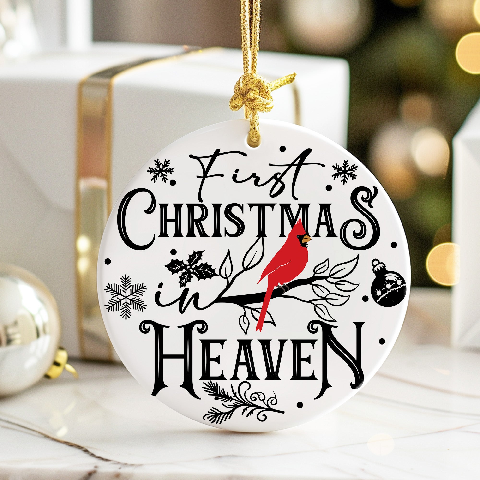 Personalized "First Christmas in Heaven" Ceramic Ornament with Cardinal Design - Thoughtful Memorial Gift - Image 6
