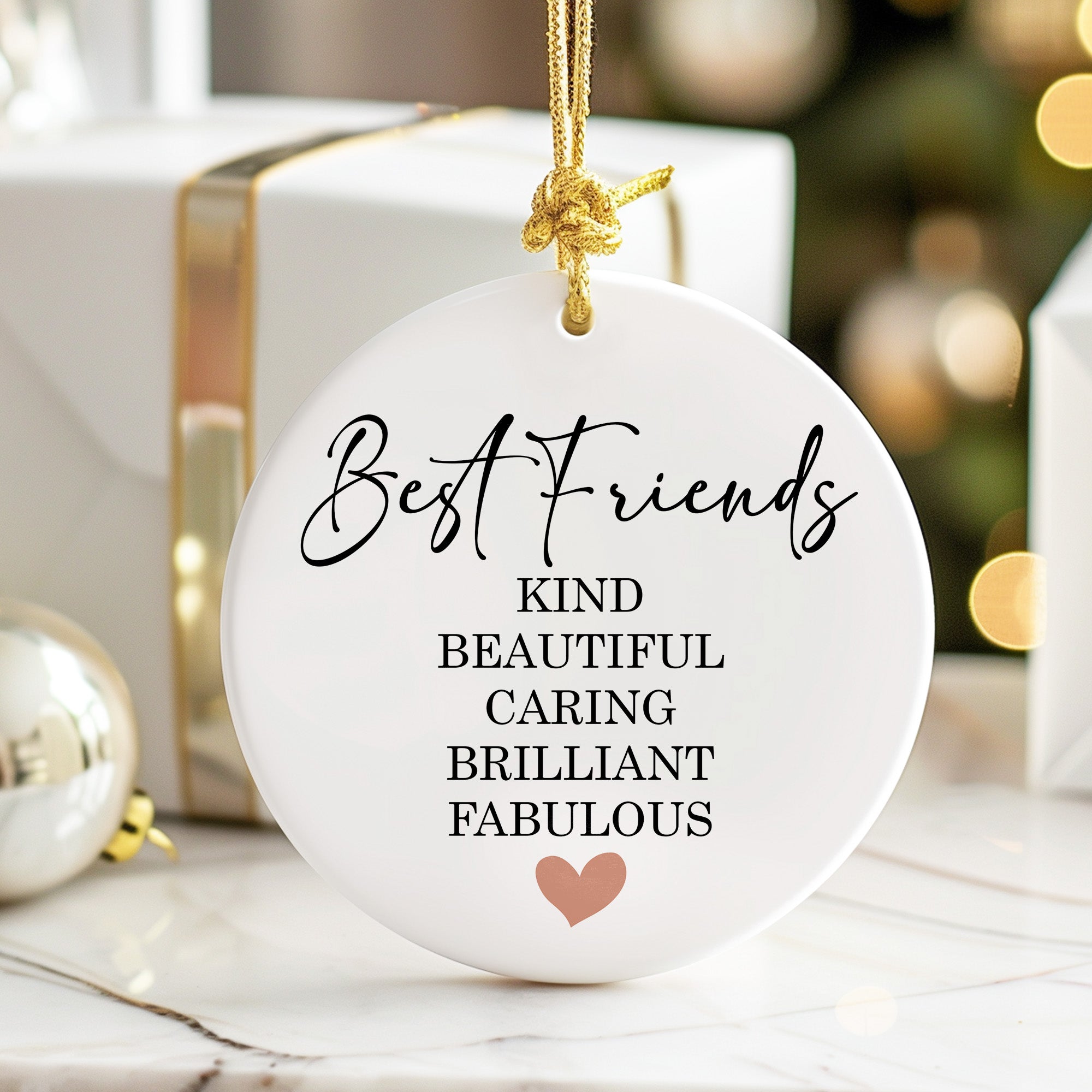 Personalized Best Friends Ceramic Ornament - Elegant Handmade Keepsake with Heartfelt Message, Gift for Friendship Celebrations - Image 6