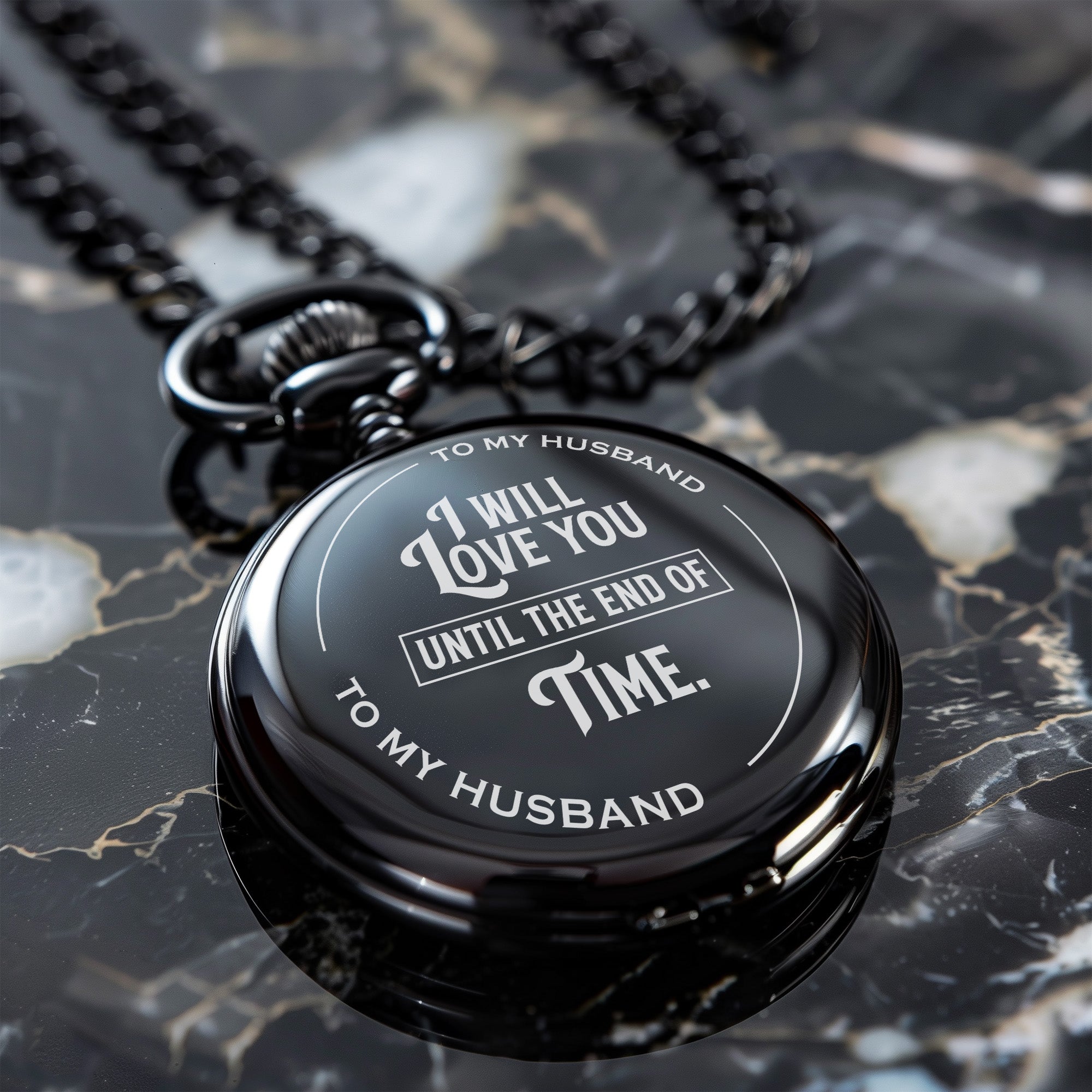 Personalized Engraved Pocket Watch for Husband - Timeless Gift of Love with Custom Message - Image 6