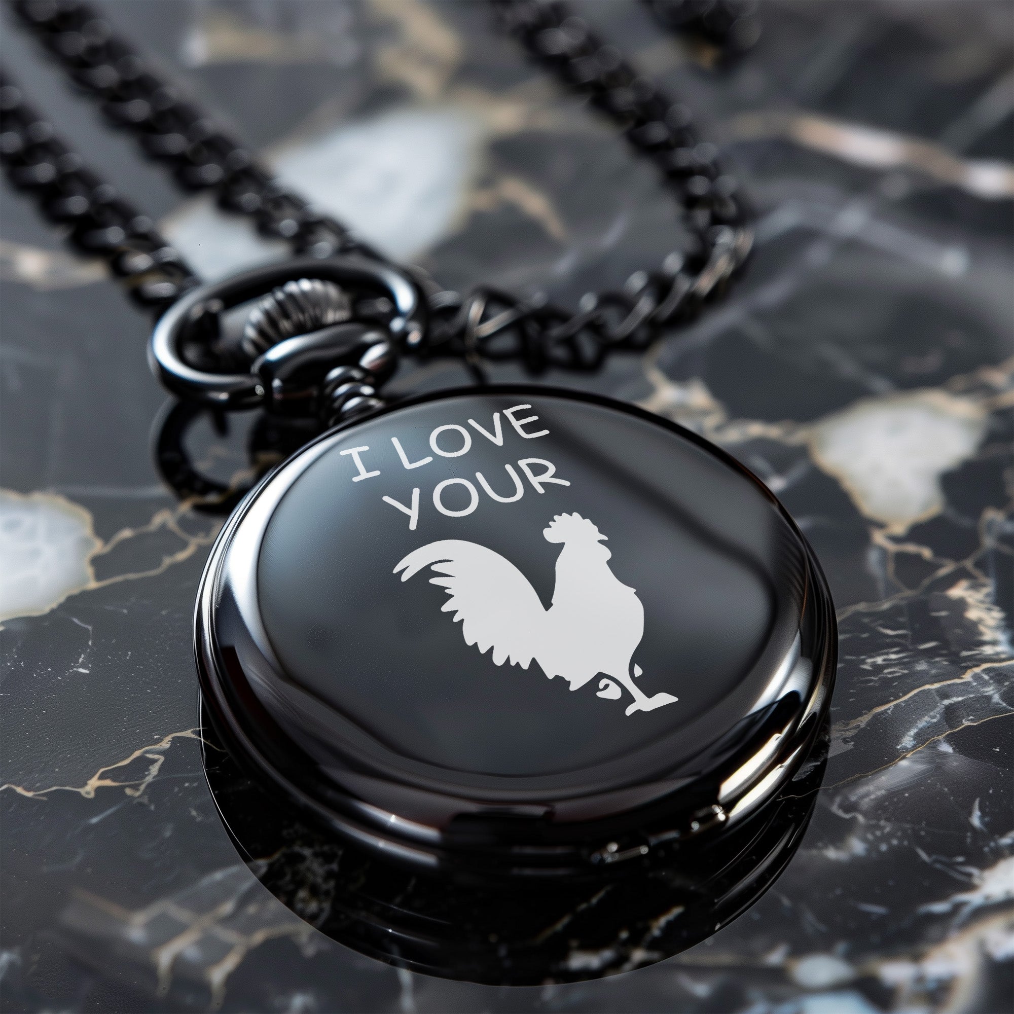 Personalized Pocket Watch - "I Love Your" Design with Silhouette Art - Perfect Custom Gift for Special Occasions - Image 6