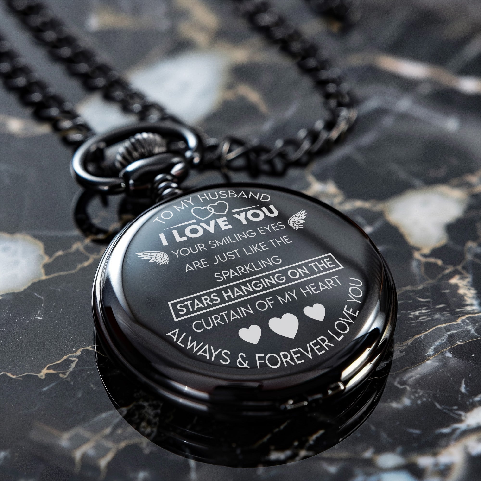 Elegant Personalized Pocket Watch for Husband - Handcrafted Love Message Engraving, Perfect for Anniversaries & Special Occasions - Image 6