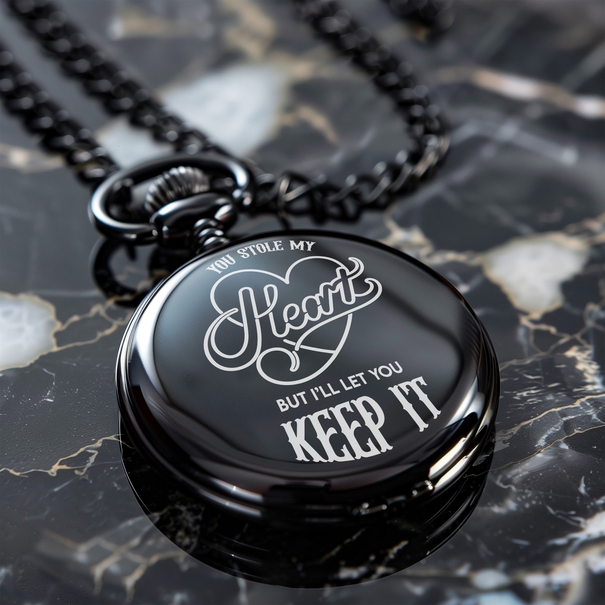 Personalized Engraved Pocket Watch - "You Stole My Heart" Romantic Keepsake Gift for Loved Ones - Image 6