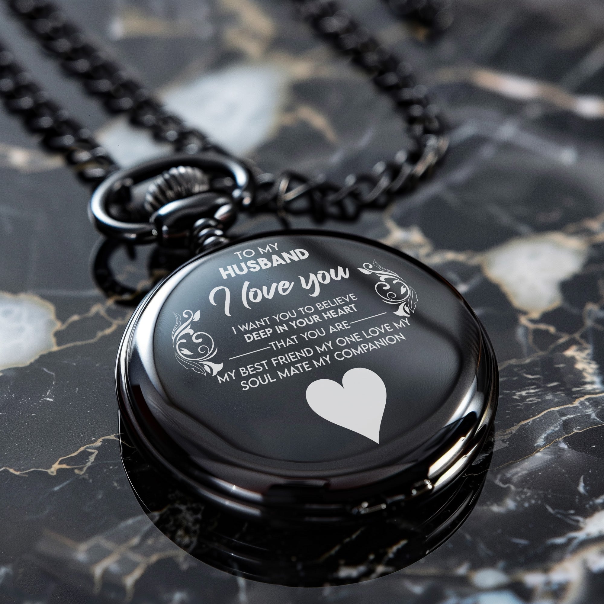 Personalized Engraved Pocket Watch for Husband - Elegant Timepiece with Heartfelt Message, Perfect Romantic Gift for Anniversaries and Special Occasions - Image 6