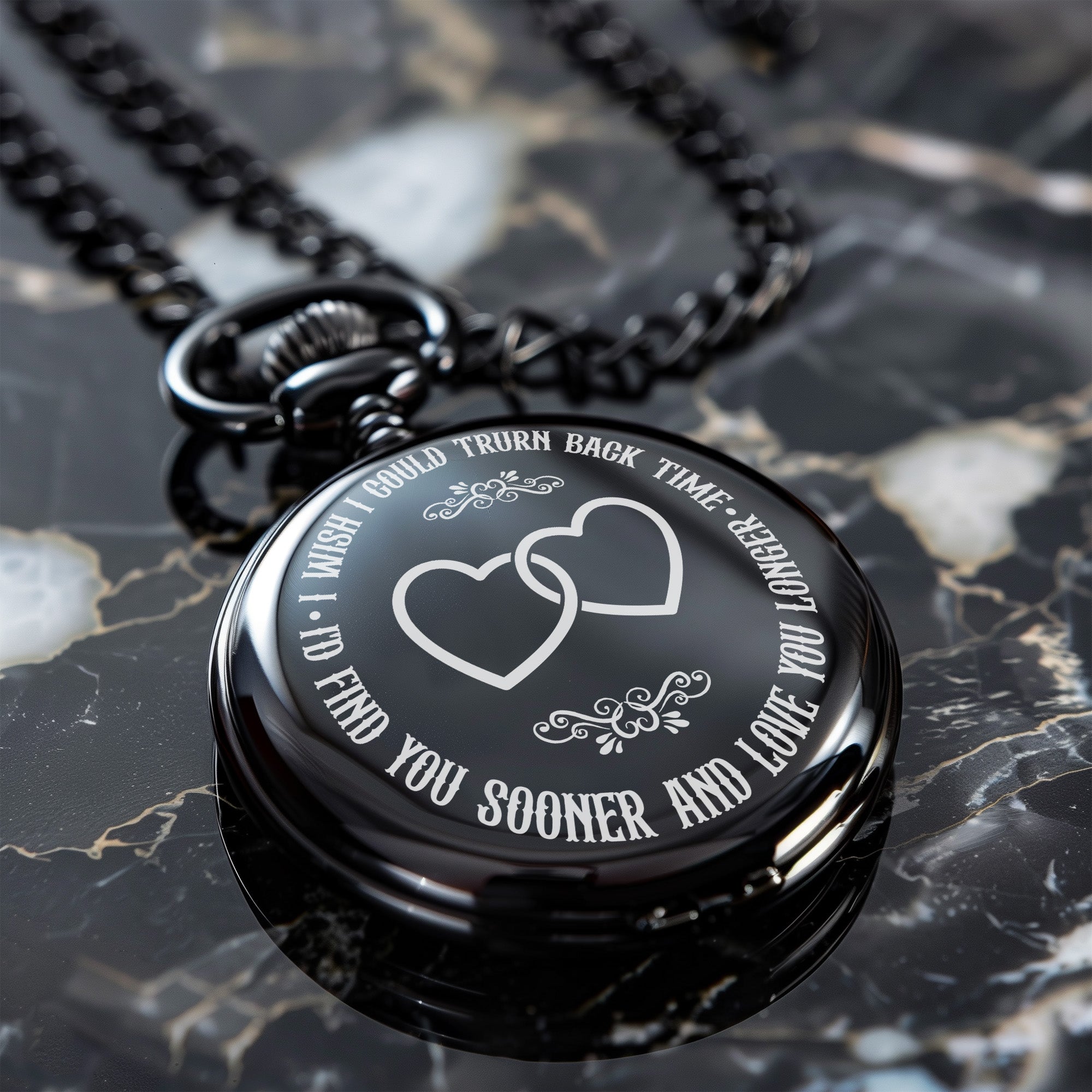 Elegant Personalized Pocket Watch - Timeless Love Story Gift with Custom Engraving for Special Occasions - Image 6