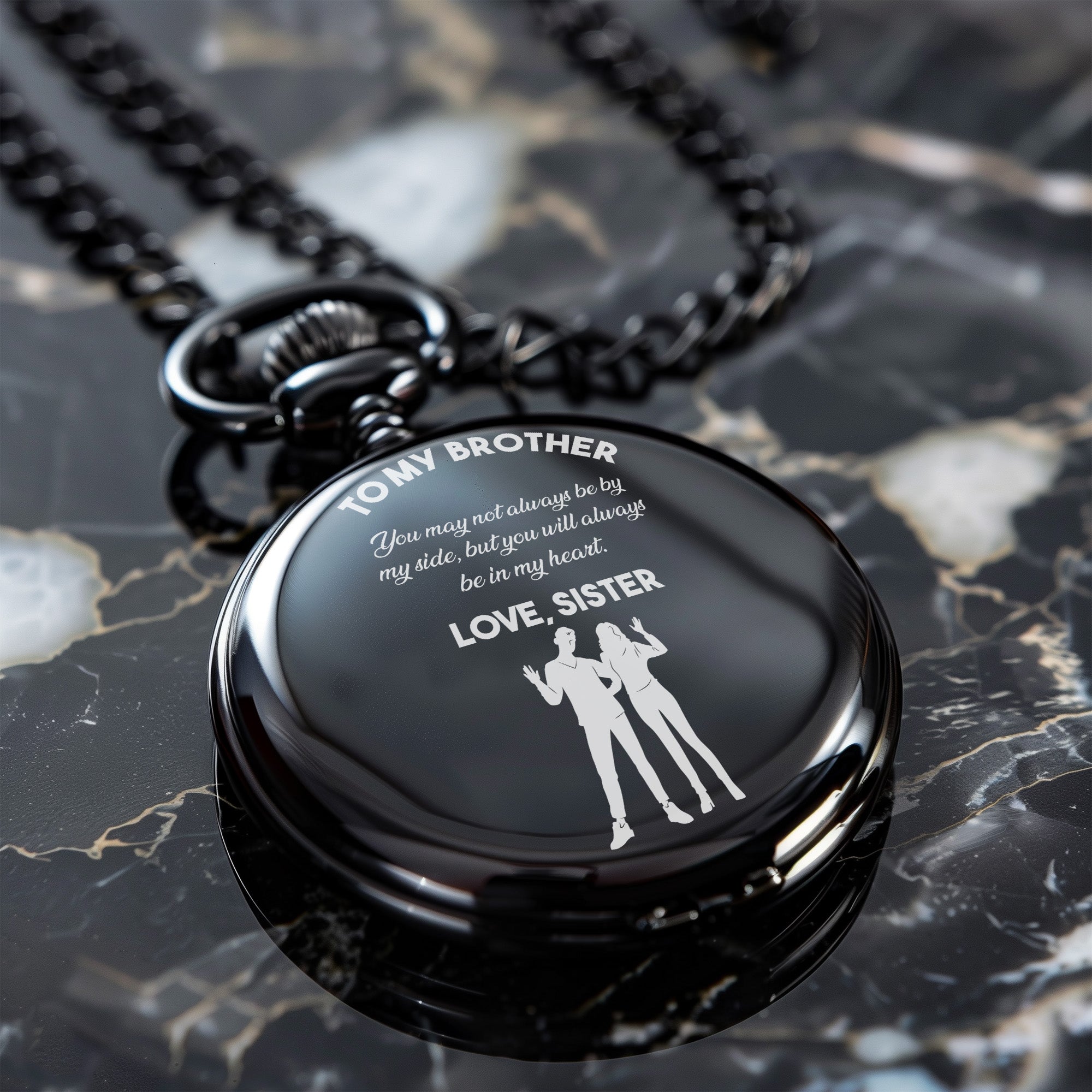 Personalized Engraved Pocket Watch for Brother – Timeless Keepsake Gift from Sister - Image 6