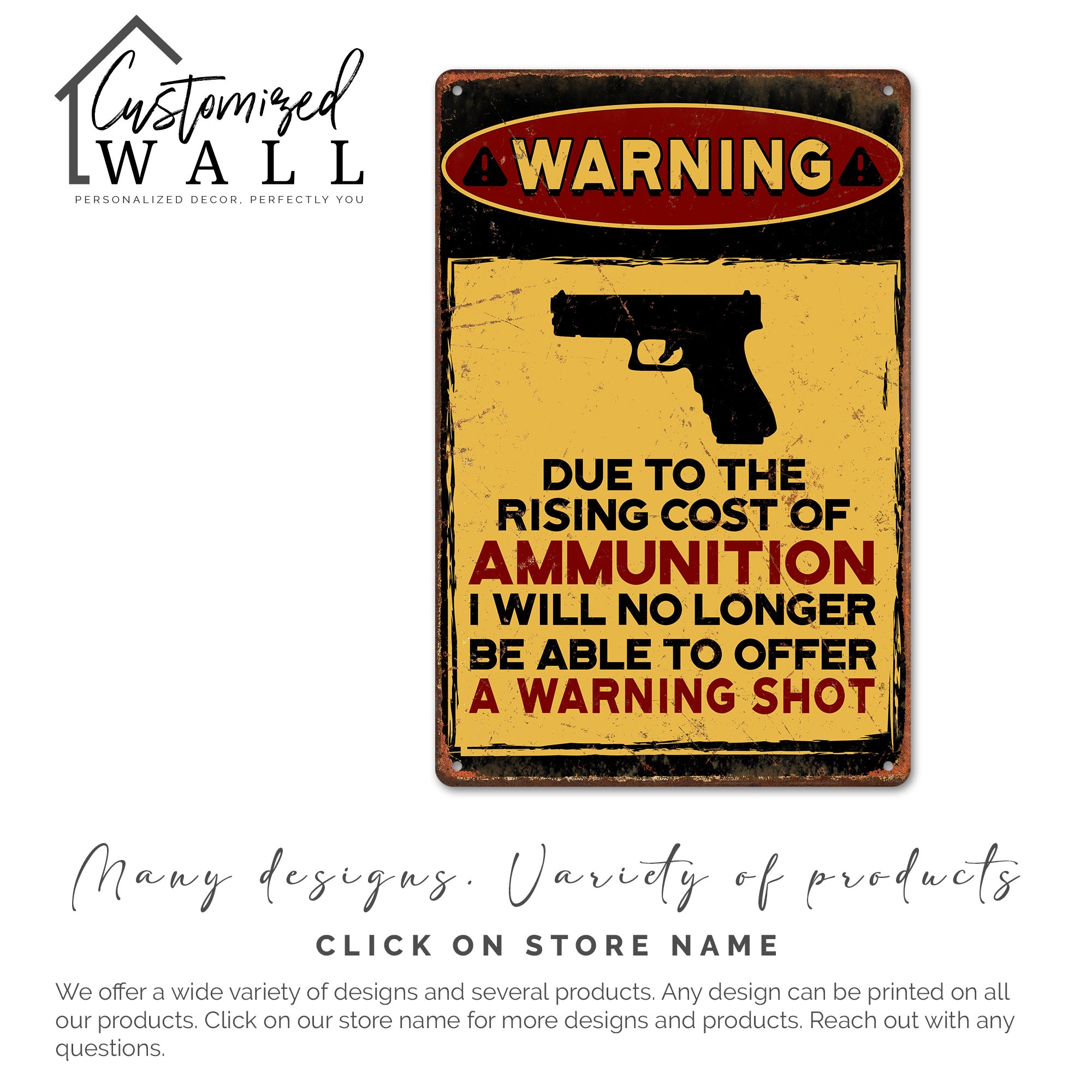 Personalized Metal Warning Sign - Customizable Humor Sign for Home, Office, or Garage Decor - Image 5