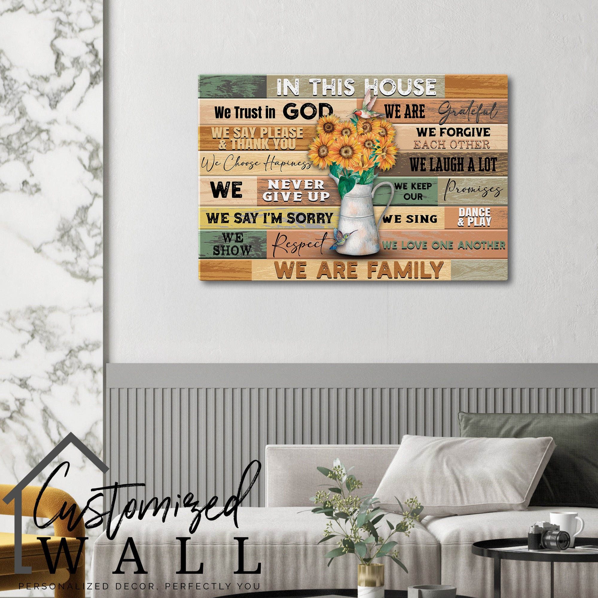Personalized Family Values Wrapped Canvas Wall Art – Customizable Home Decor with Uplifting Messages and Rustic Charm - Image 6