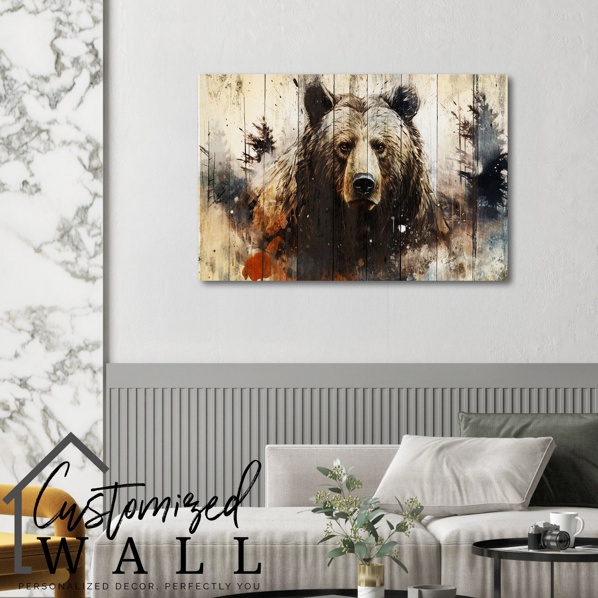 Personalized Handcrafted Bear Art Wrapped Canvas – Rustic Wildlife Decor for Nature Lovers & Unique Gifts - Image 6