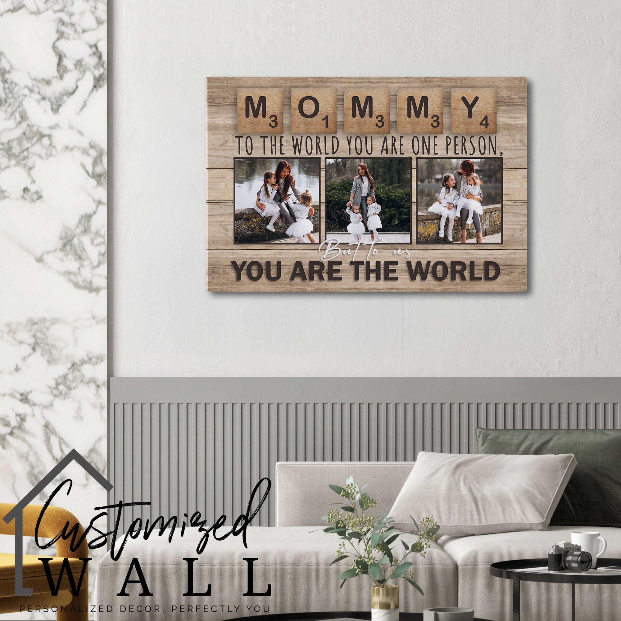Customizable "You Are the World" Family Photo Wrapped Canvas – Perfect Personalized Gift for Mom on Mother's Day or Special Occasions - Image 6