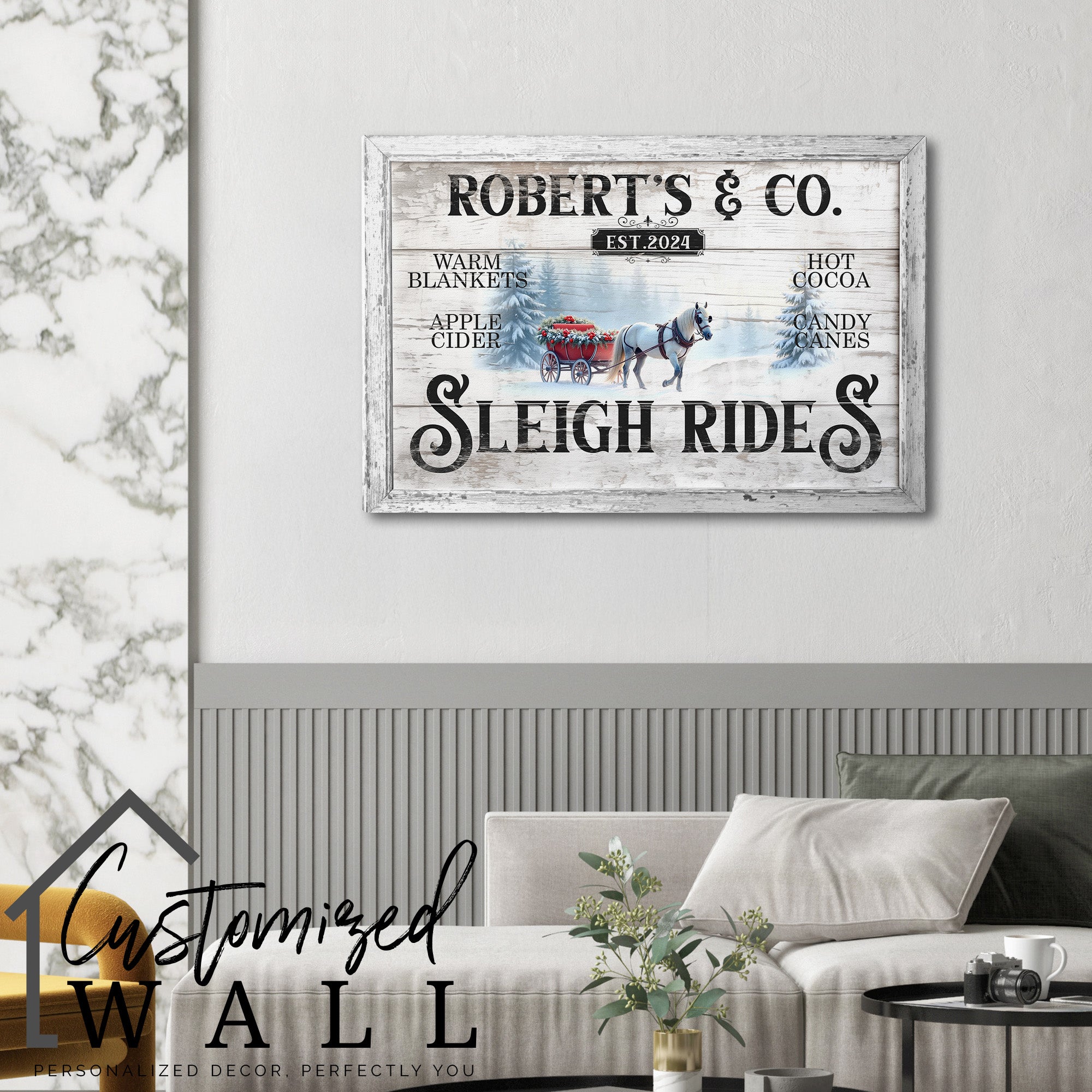 Personalized Rustic Sleigh Rides Canvas Art – Custom Family Name & Est. Year, Perfect Holiday Decor & Gift for Winter Wonderland Lovers - Image 6