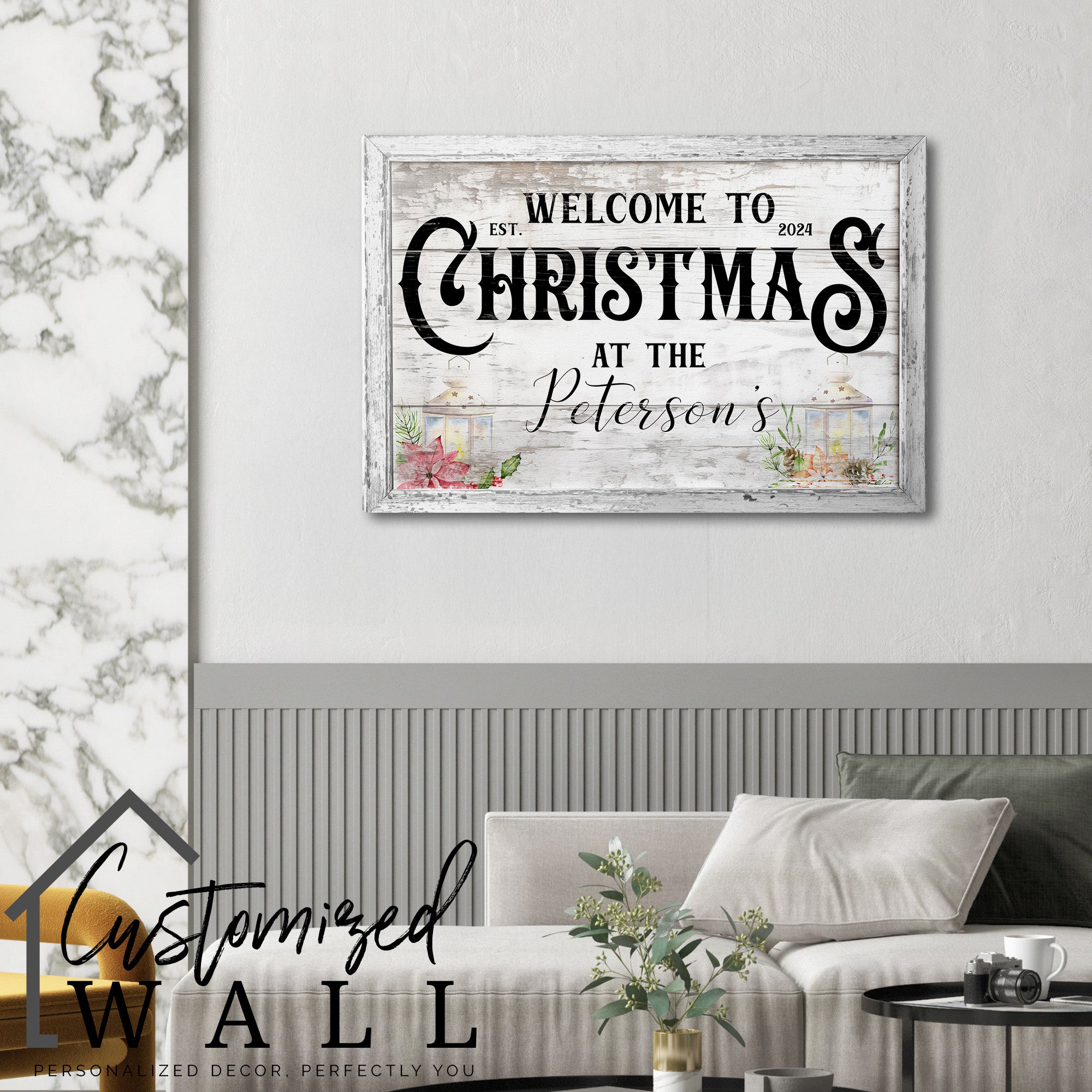 Personalized Rustic Christmas Canvas Sign for Family Holiday Decor – Customizable Name, Year, and Festive Design - Image 6
