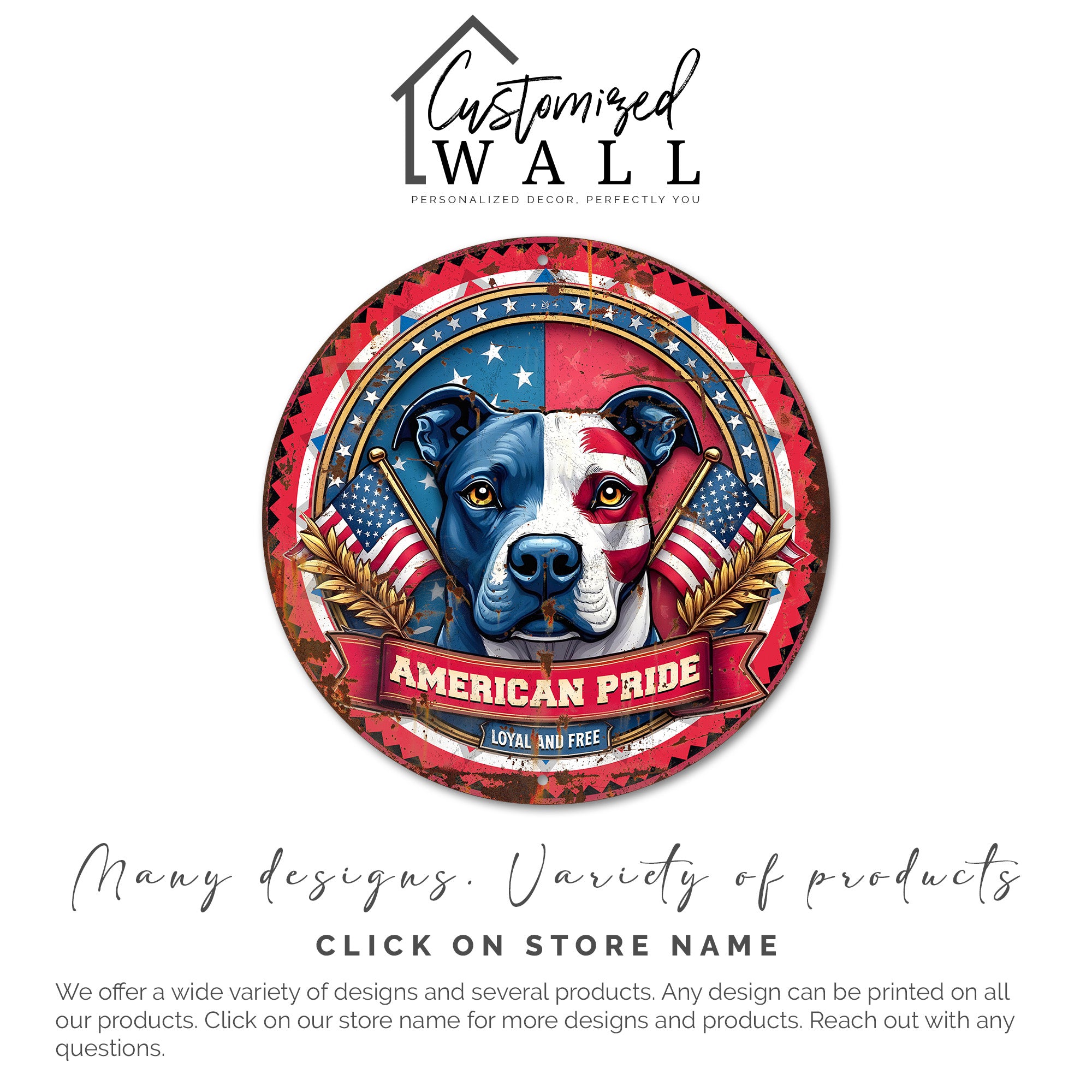 Personalized American Pride Round Metal Sign - Custom Flag Dog Decor for Patriotic Enthusiasts - Image 6