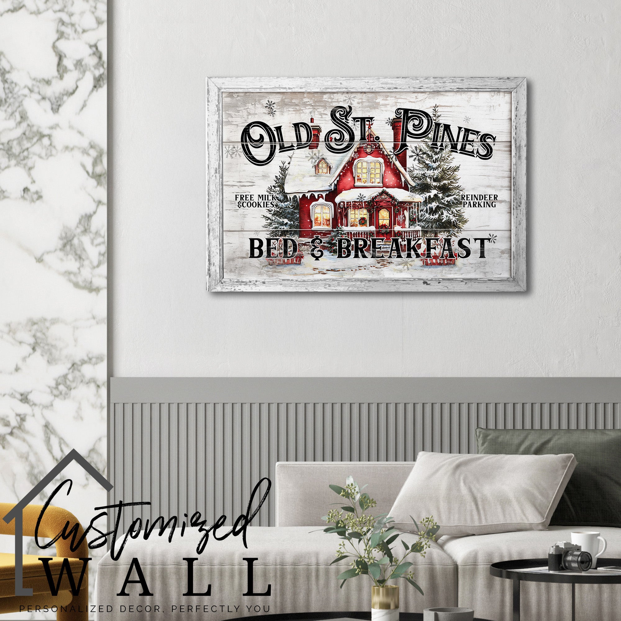 Personalized Holiday Wrapped Canvas Art - Old St. Pines Bed & Breakfast - Rustic Christmas Decor with Custom Options for Home or Gift - Image 6